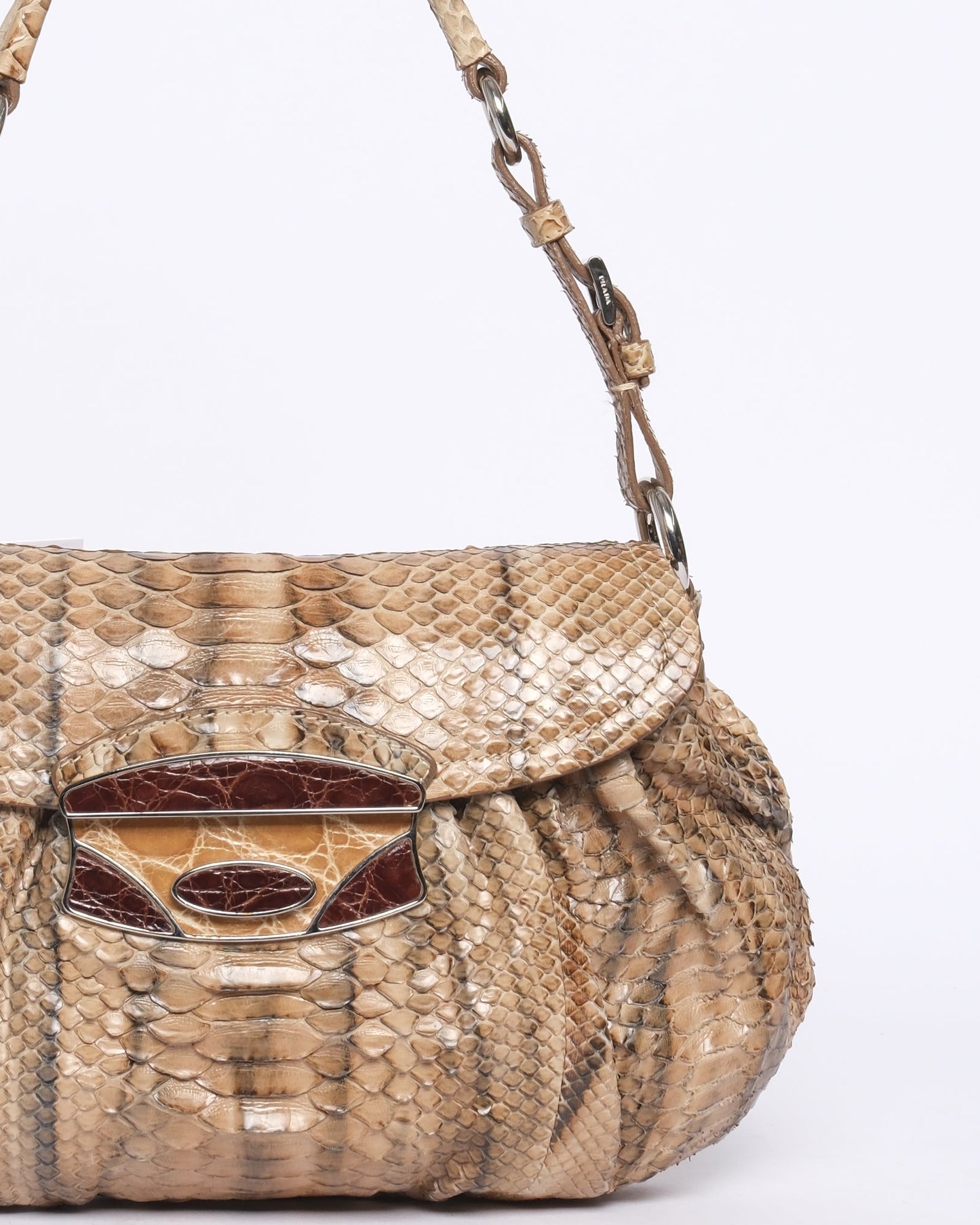 Prada Brown Python Leather Shoulder Bag