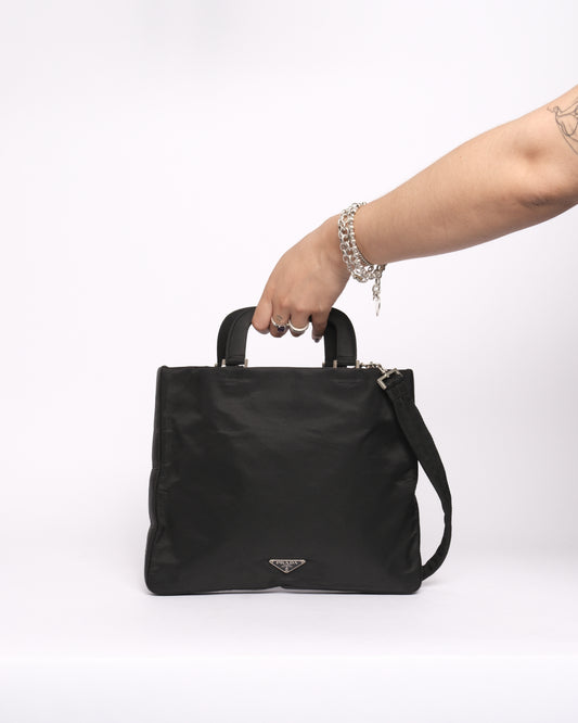 Prada Black Nylon Top Handle 2-Way Bag