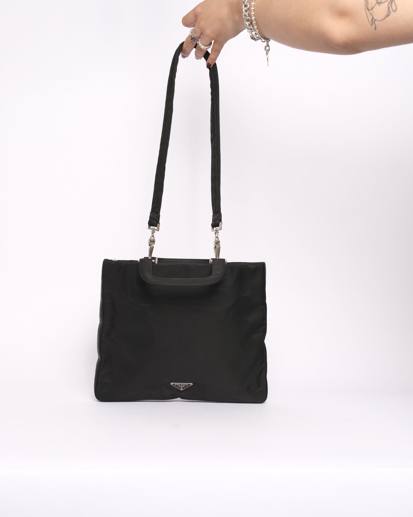 Prada Black Nylon Top Handle 2-Way Bag