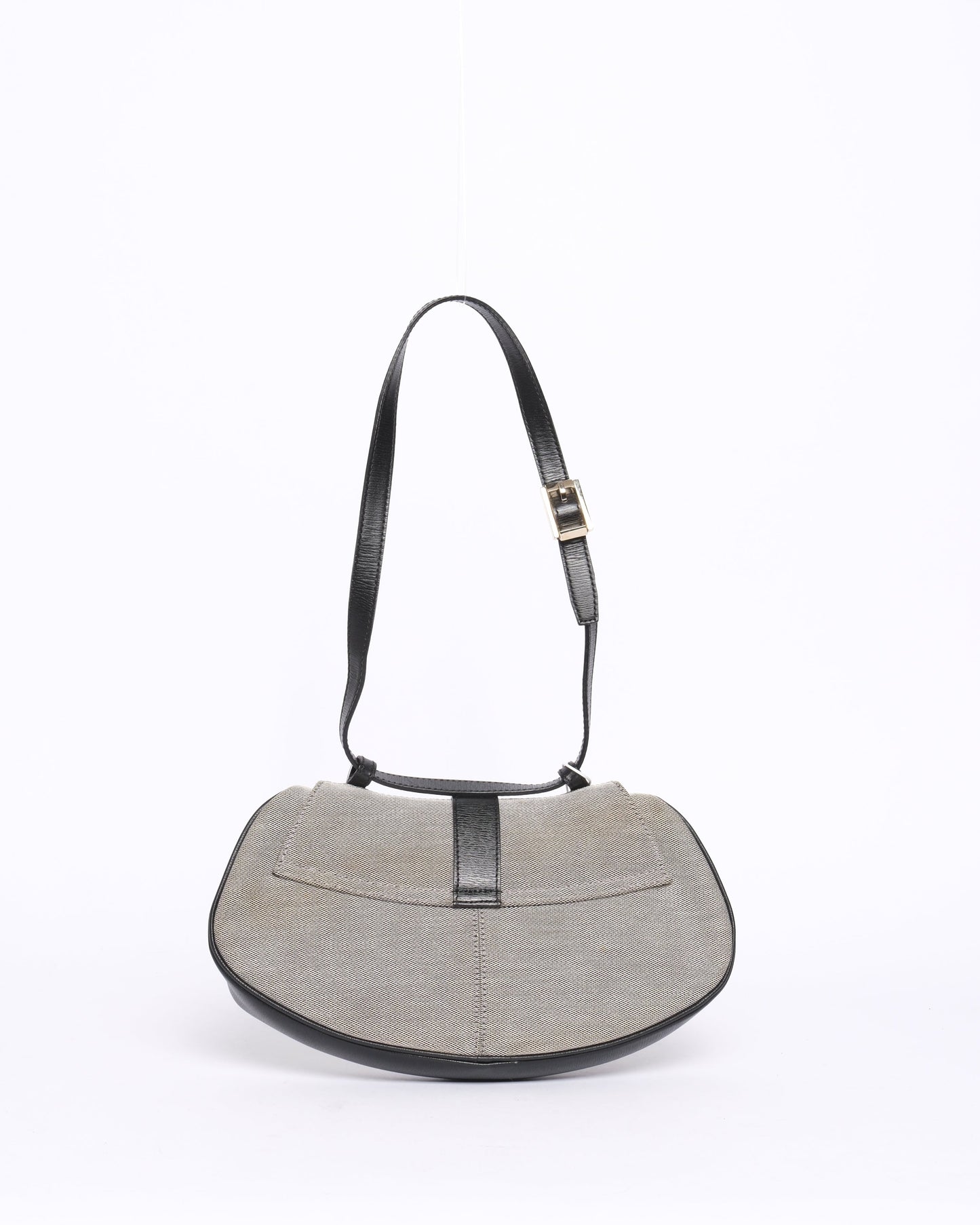 Gucci Gray & Black Canvas & Leather Shoulder Bag