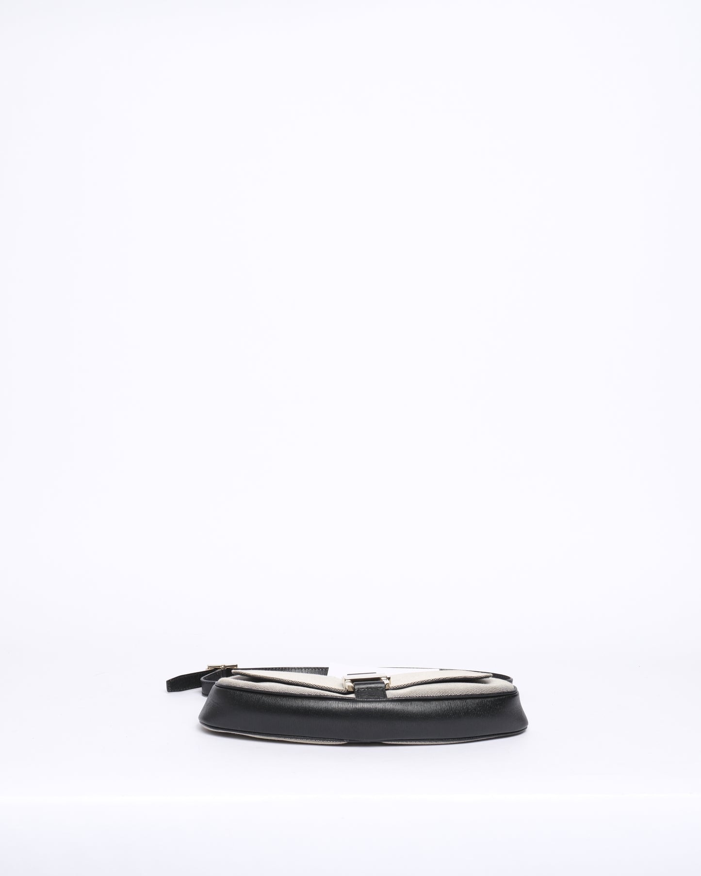 Gucci Gray & Black Canvas & Leather Shoulder Bag