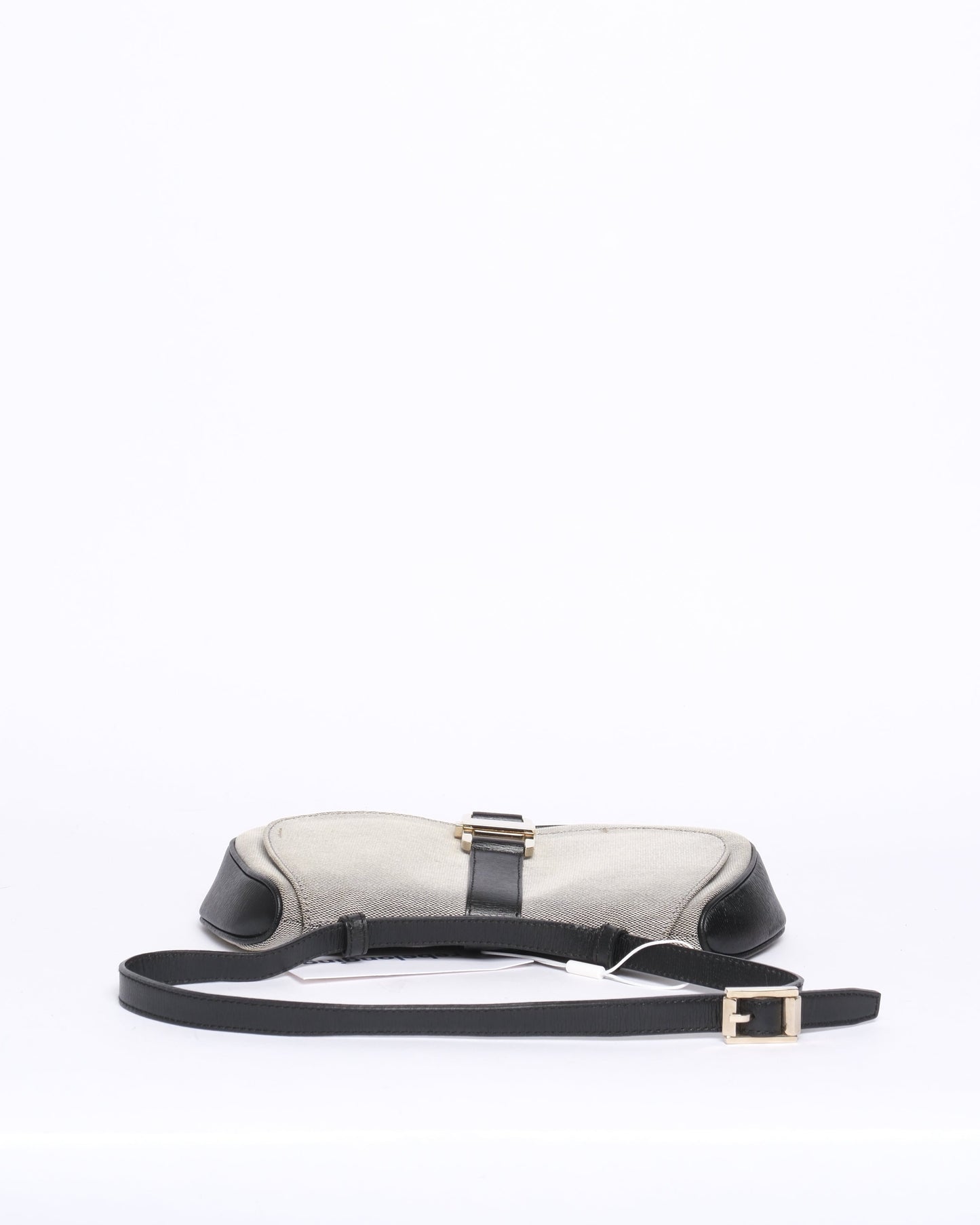 Gucci Gray & Black Canvas & Leather Shoulder Bag