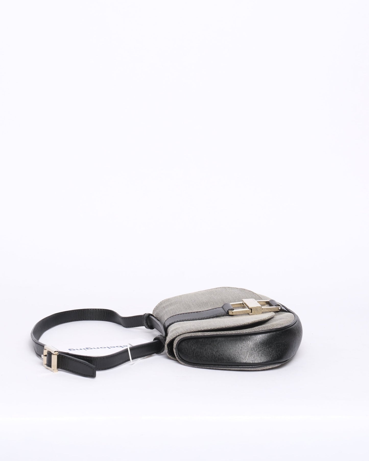Gucci Gray & Black Canvas & Leather Shoulder Bag
