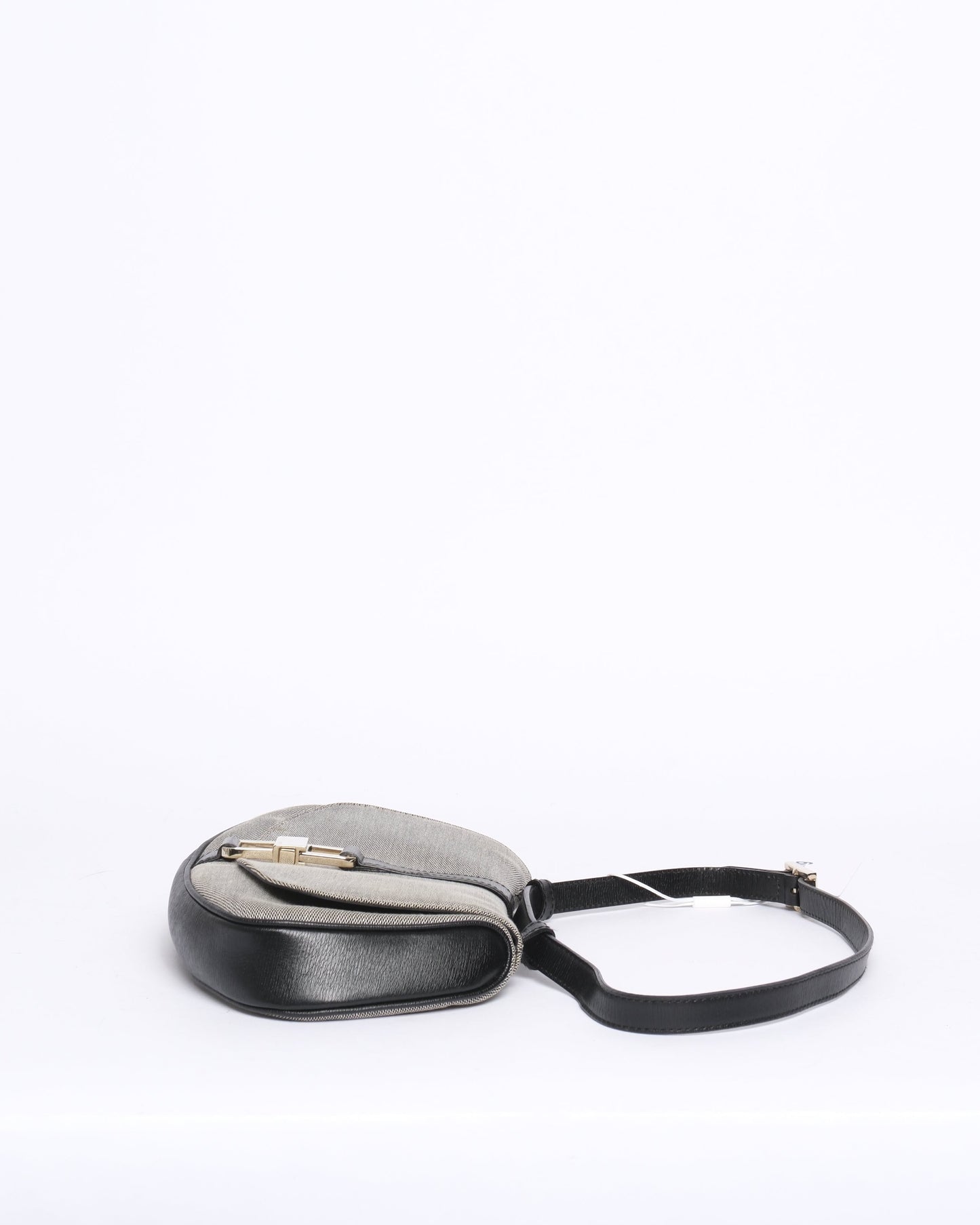 Gucci Gray & Black Canvas & Leather Shoulder Bag