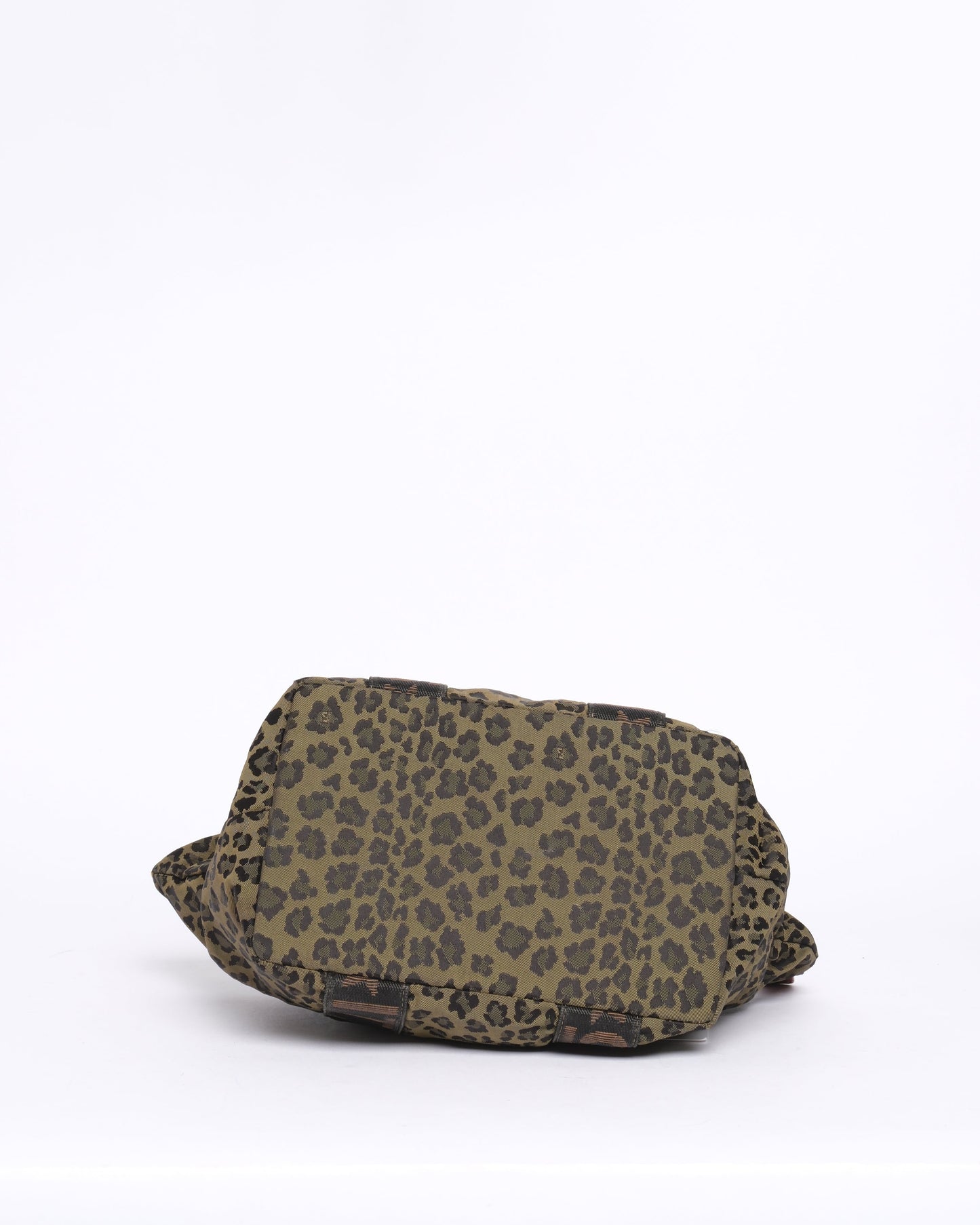 Fendi Brown & Red Canvas & Leather Leopard Printed Top Handle Tote Bag