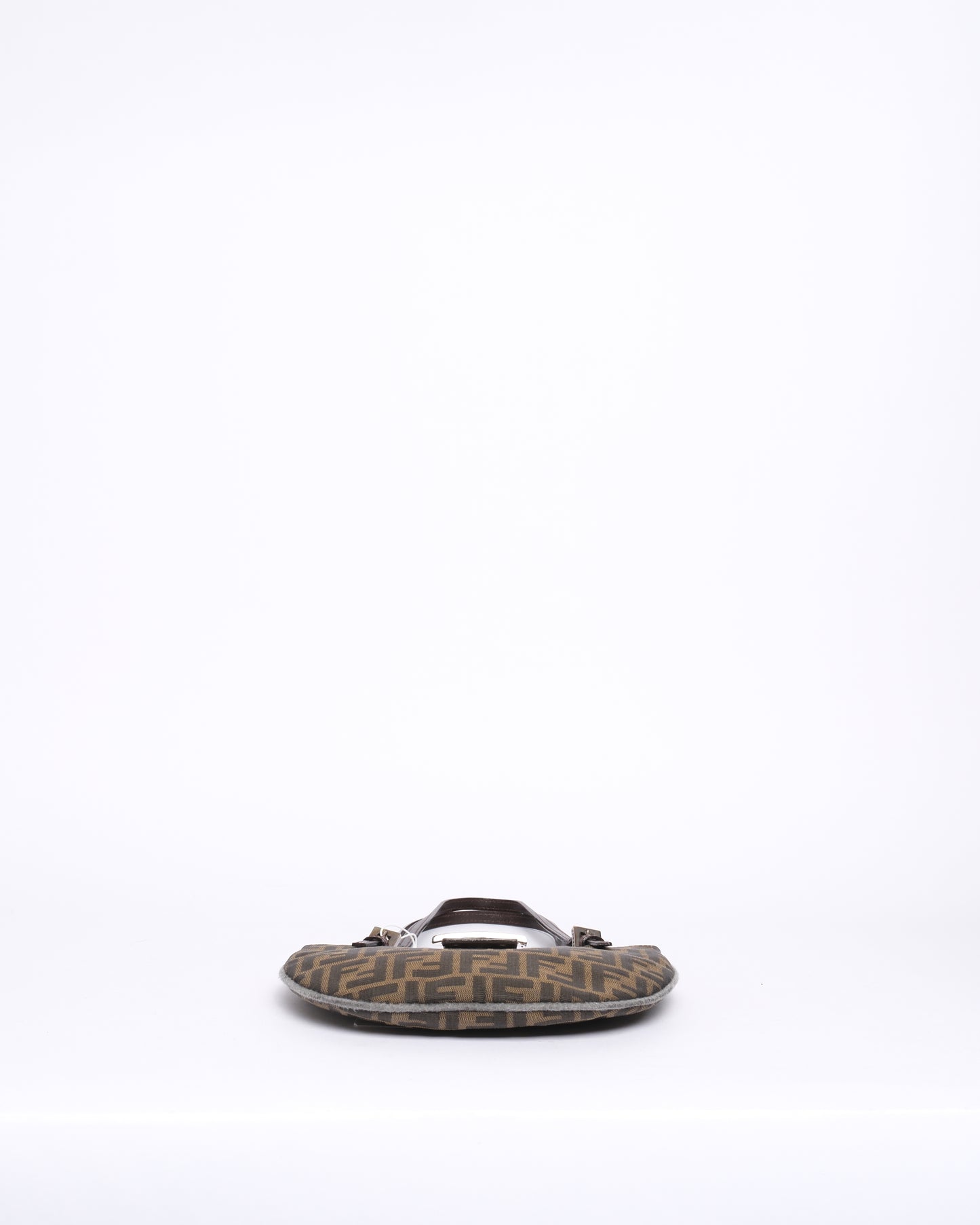 Fendi Brown Canvas & Leather Zucca Monogram Half-moon Shoulder Bag