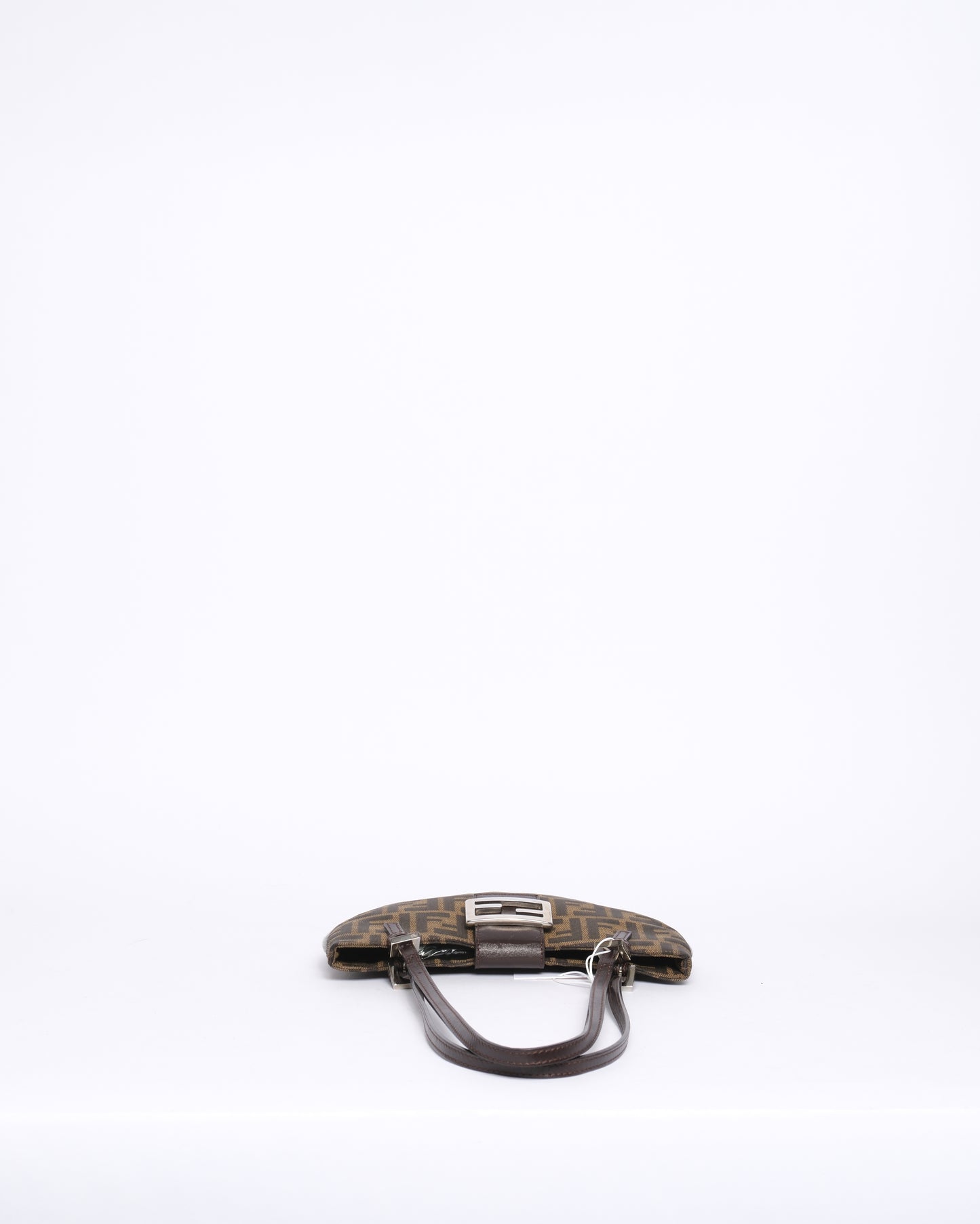 Fendi Brown Canvas & Leather Zucca Monogram Half-moon Shoulder Bag