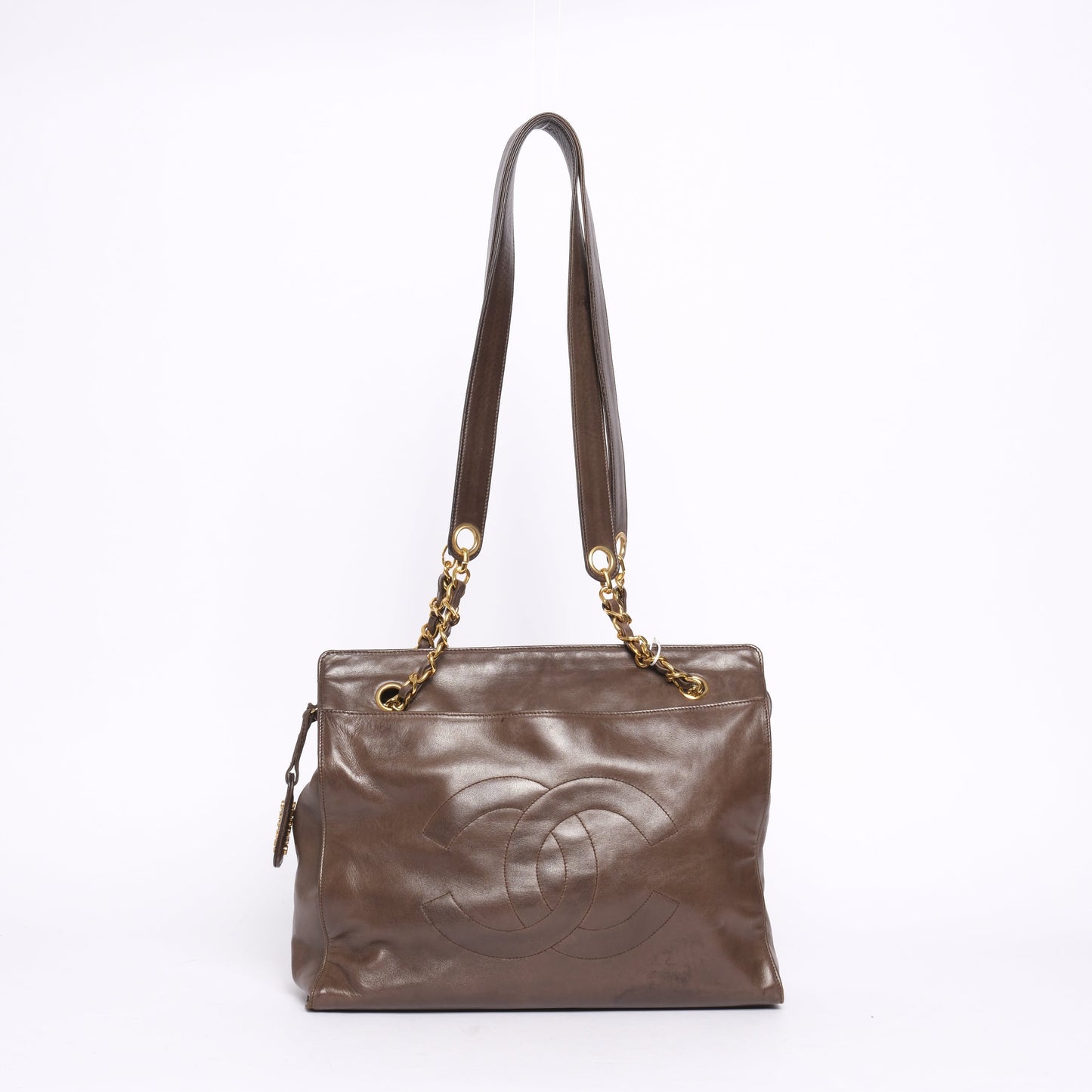 Chanel Brown Lambskin CoCo Mark Shoulder Tote Bag