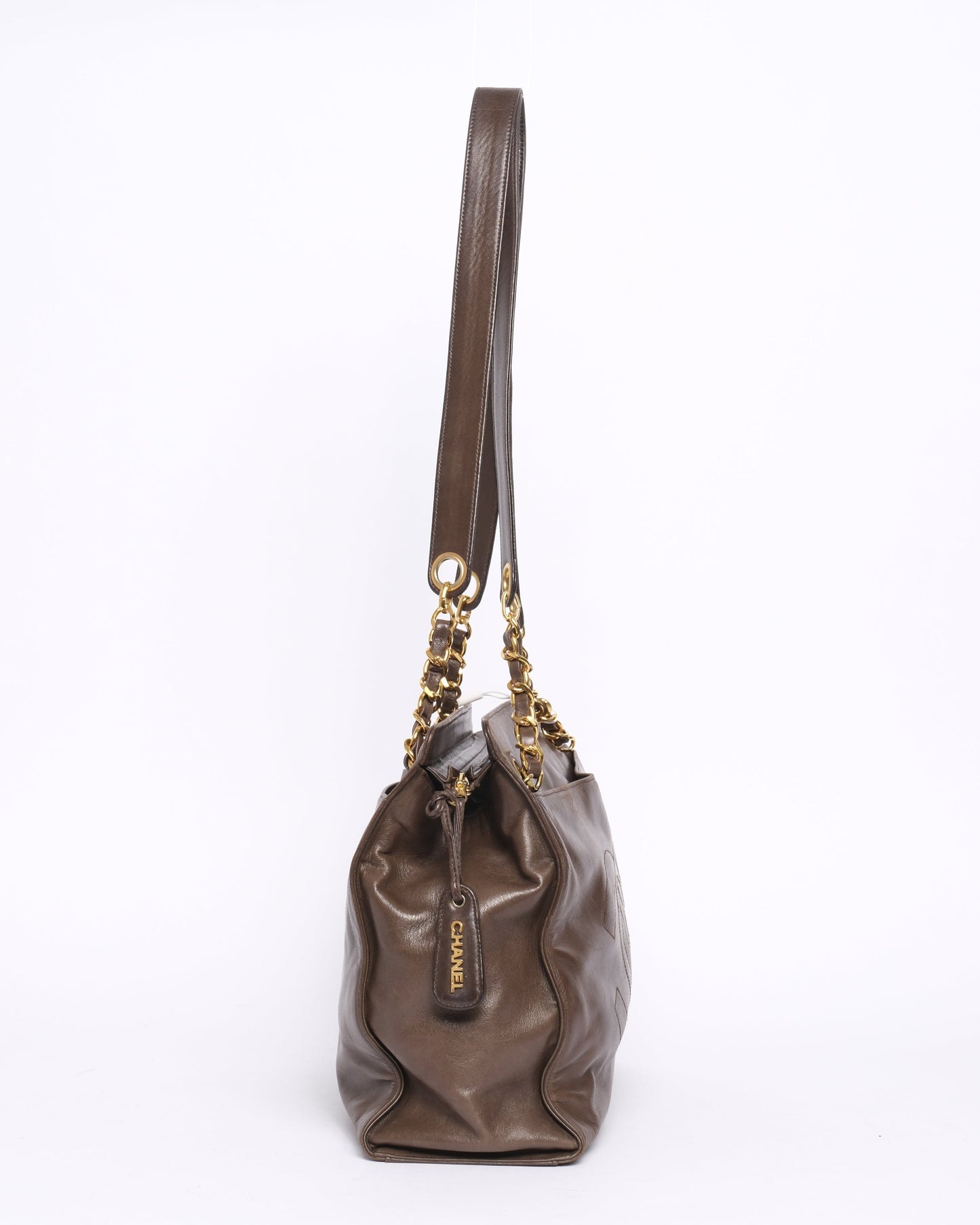 Chanel Brown Lambskin CoCo Mark Shoulder Tote Bag
