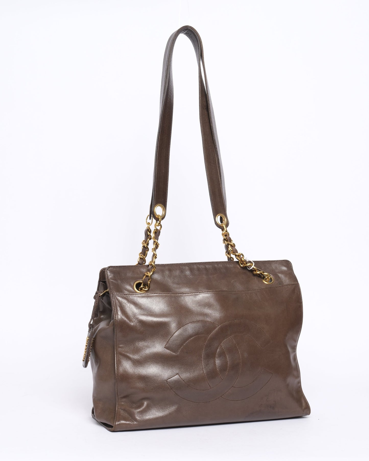 Chanel Brown Lambskin CoCo Mark Shoulder Tote Bag