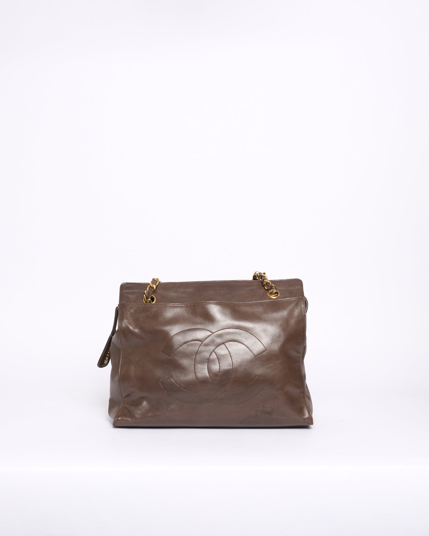 Chanel Brown Lambskin CoCo Mark Shoulder Tote Bag
