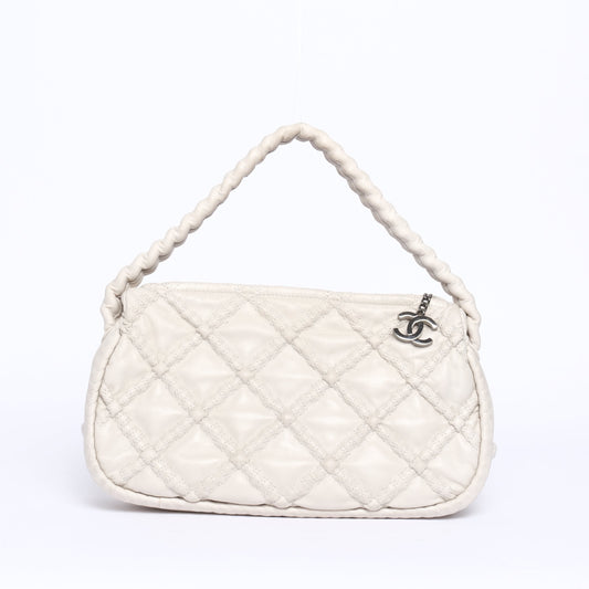 Chanel 2006 Cream Lambskin Leather Hidden Chain Hobo Quilted Bag