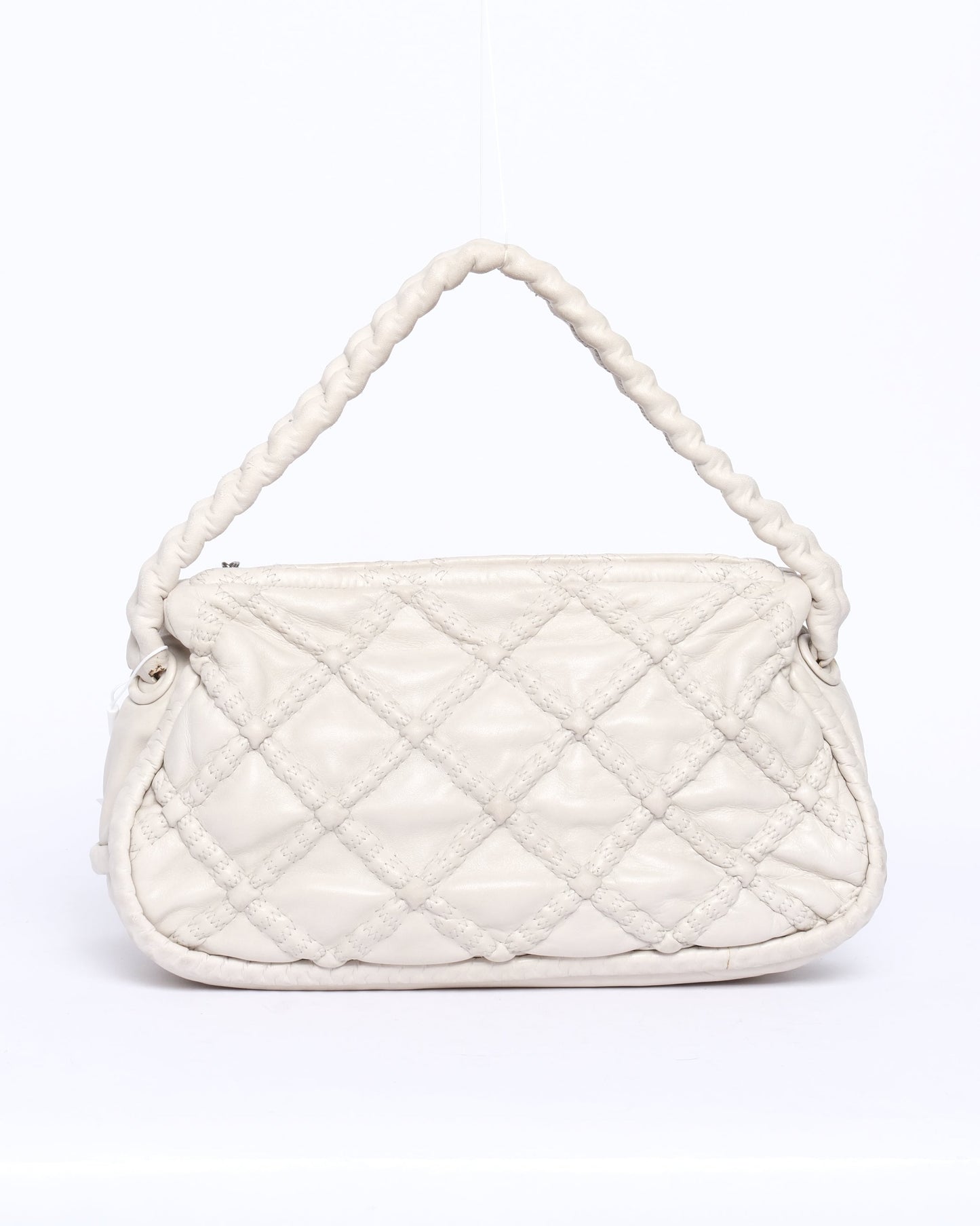 Chanel 2006 Cream Lambskin Leather Hidden Chain Hobo Quilted Bag