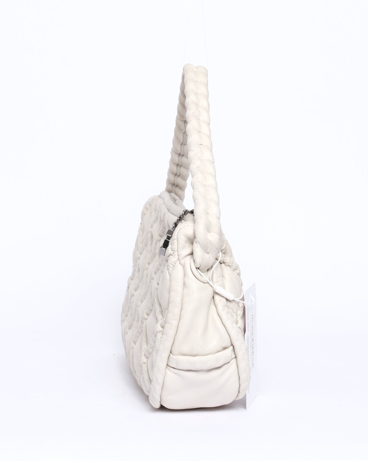 Chanel 2006 Cream Lambskin Leather Hidden Chain Hobo Quilted Bag