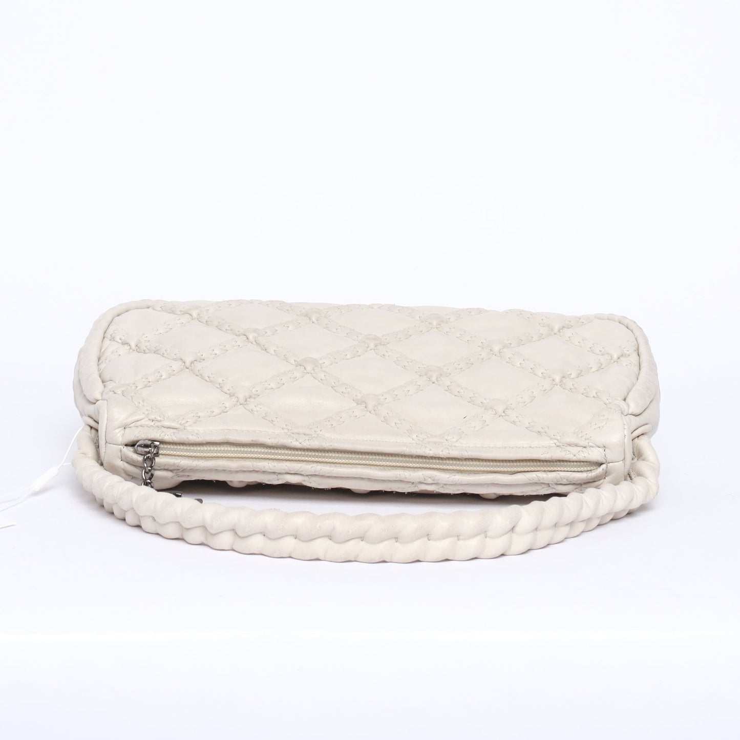 Chanel 2006 Cream Lambskin Leather Hidden Chain Hobo Quilted Bag