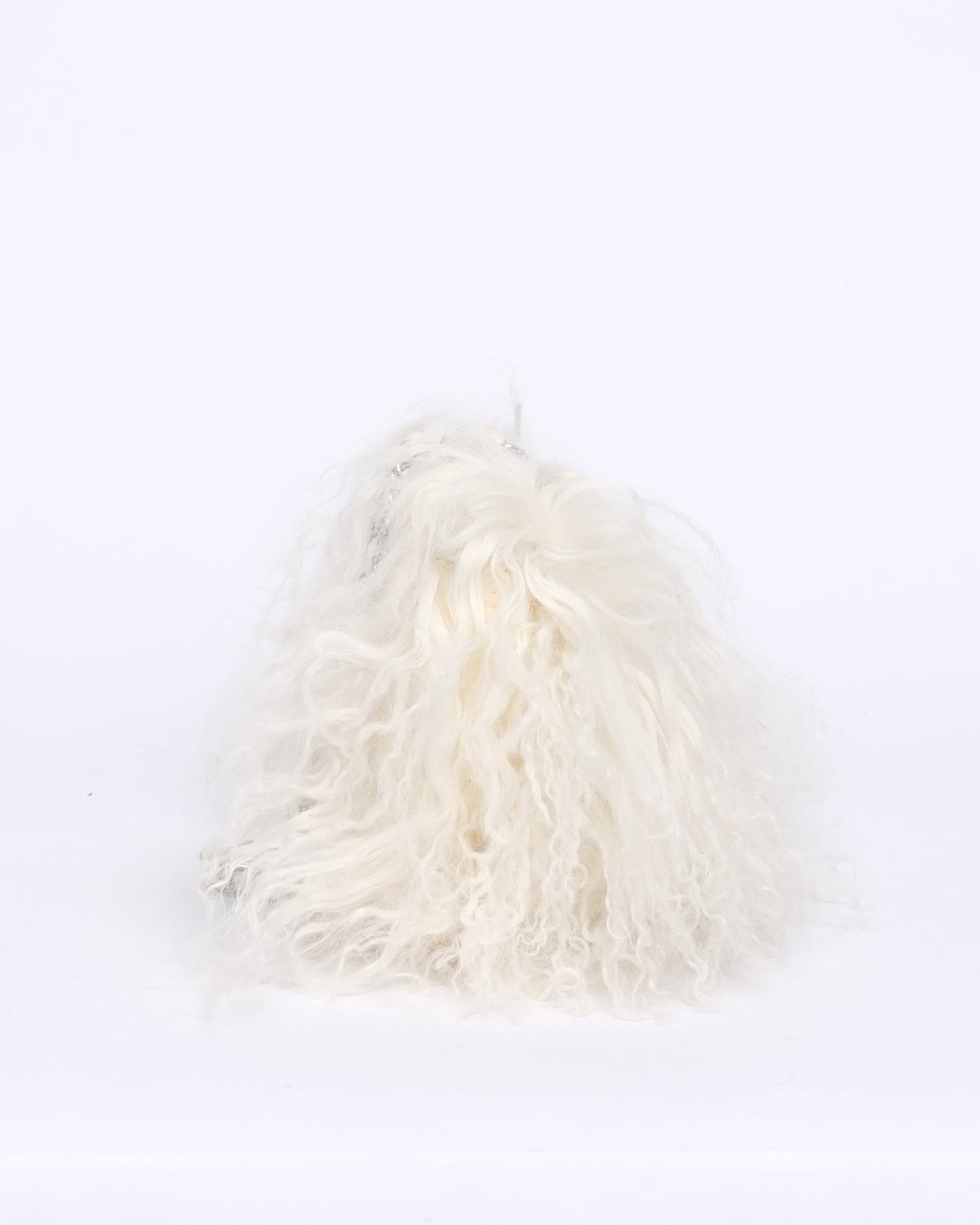RARE Chanel White Lambskin & Mongolian Fur Mini Flap SHW