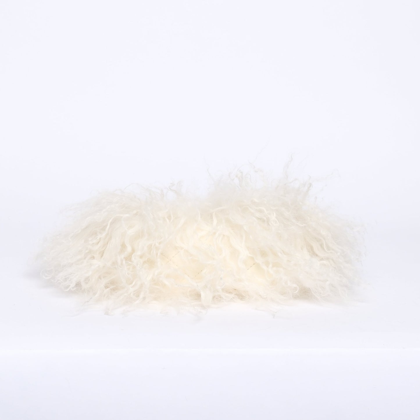 RARE Chanel White Lambskin & Mongolian Fur Mini Flap SHW