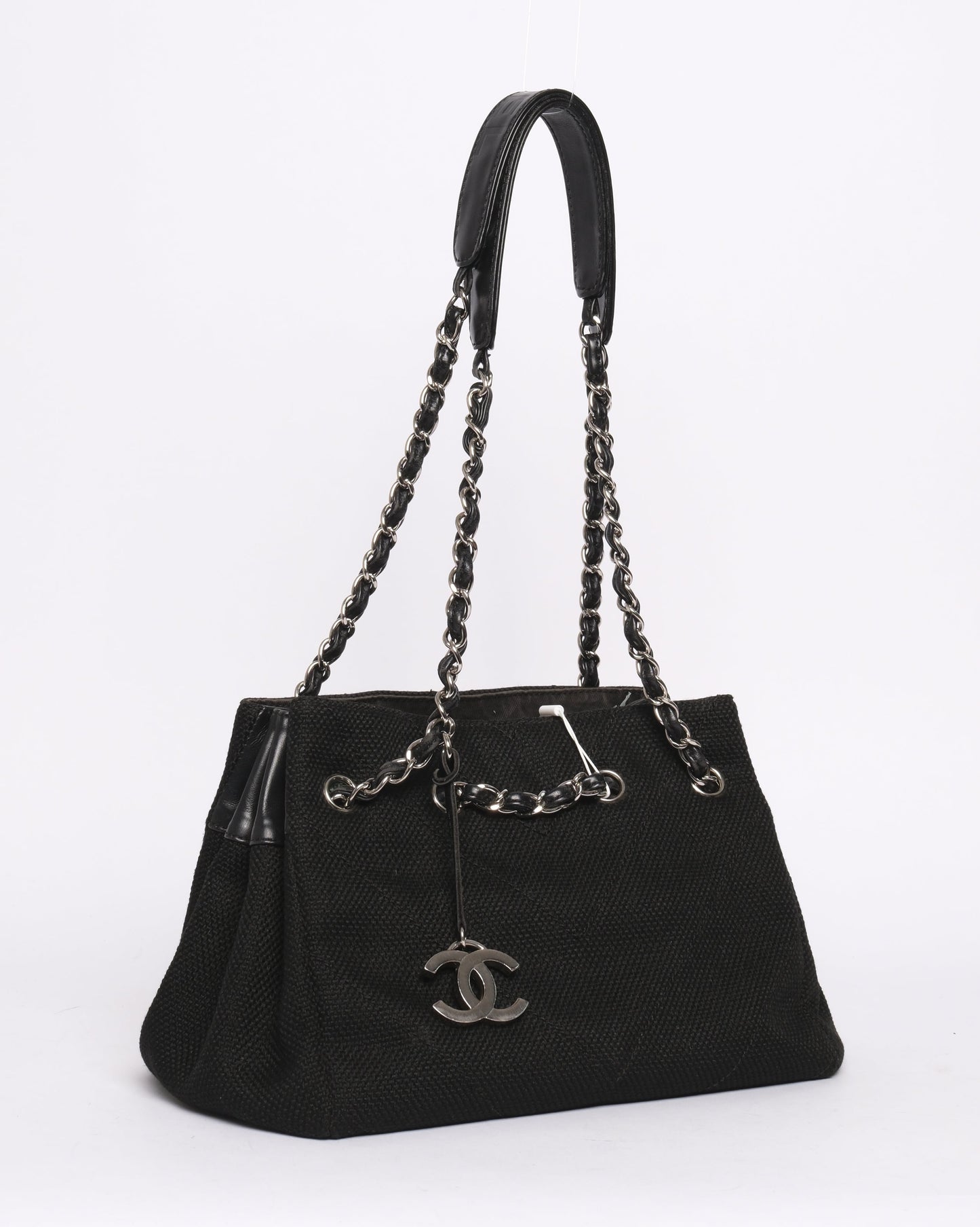 Chanel 2006 Black Knitted Chevron Tote Bag