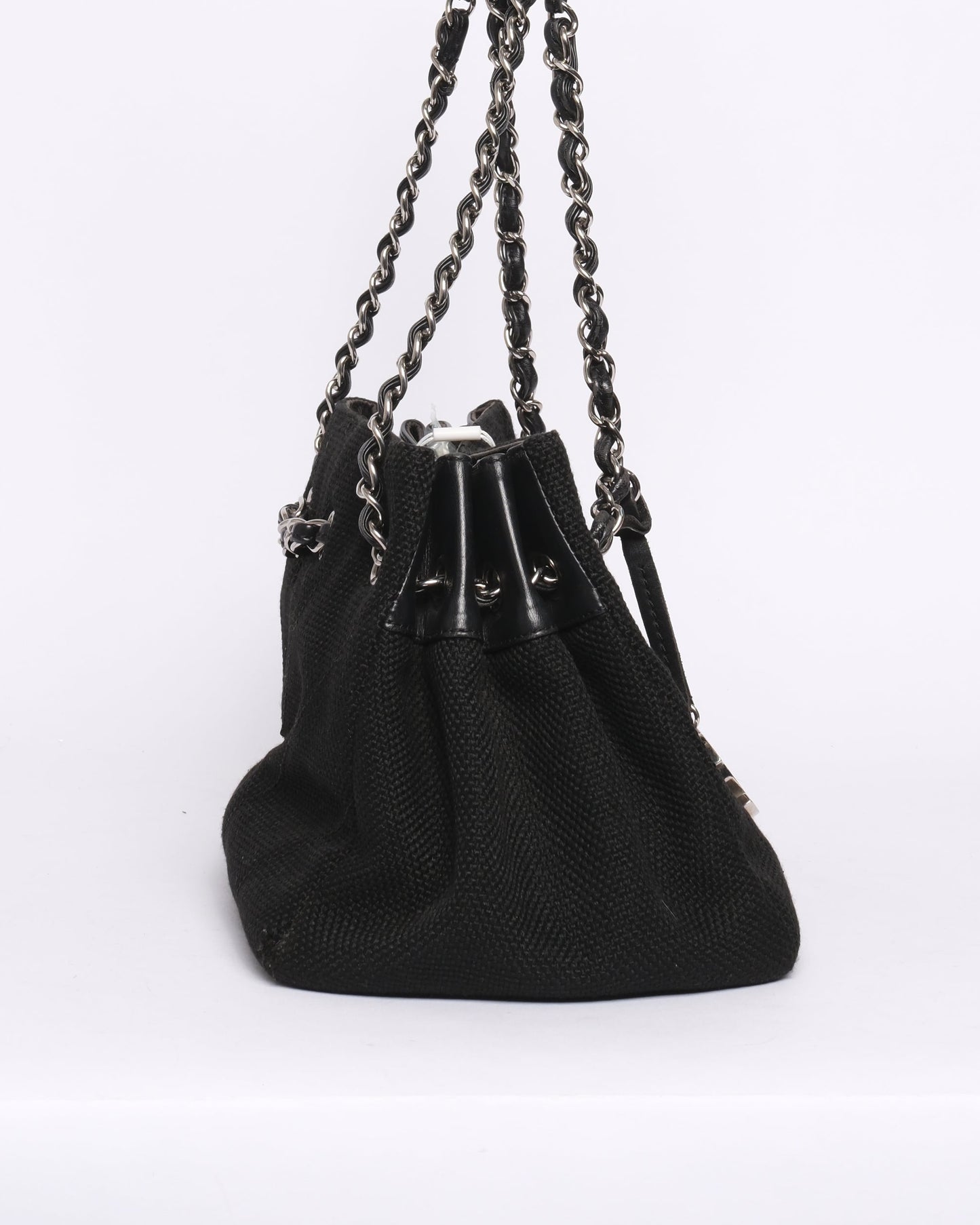 Chanel 2006 Black Knitted Chevron Tote Bag