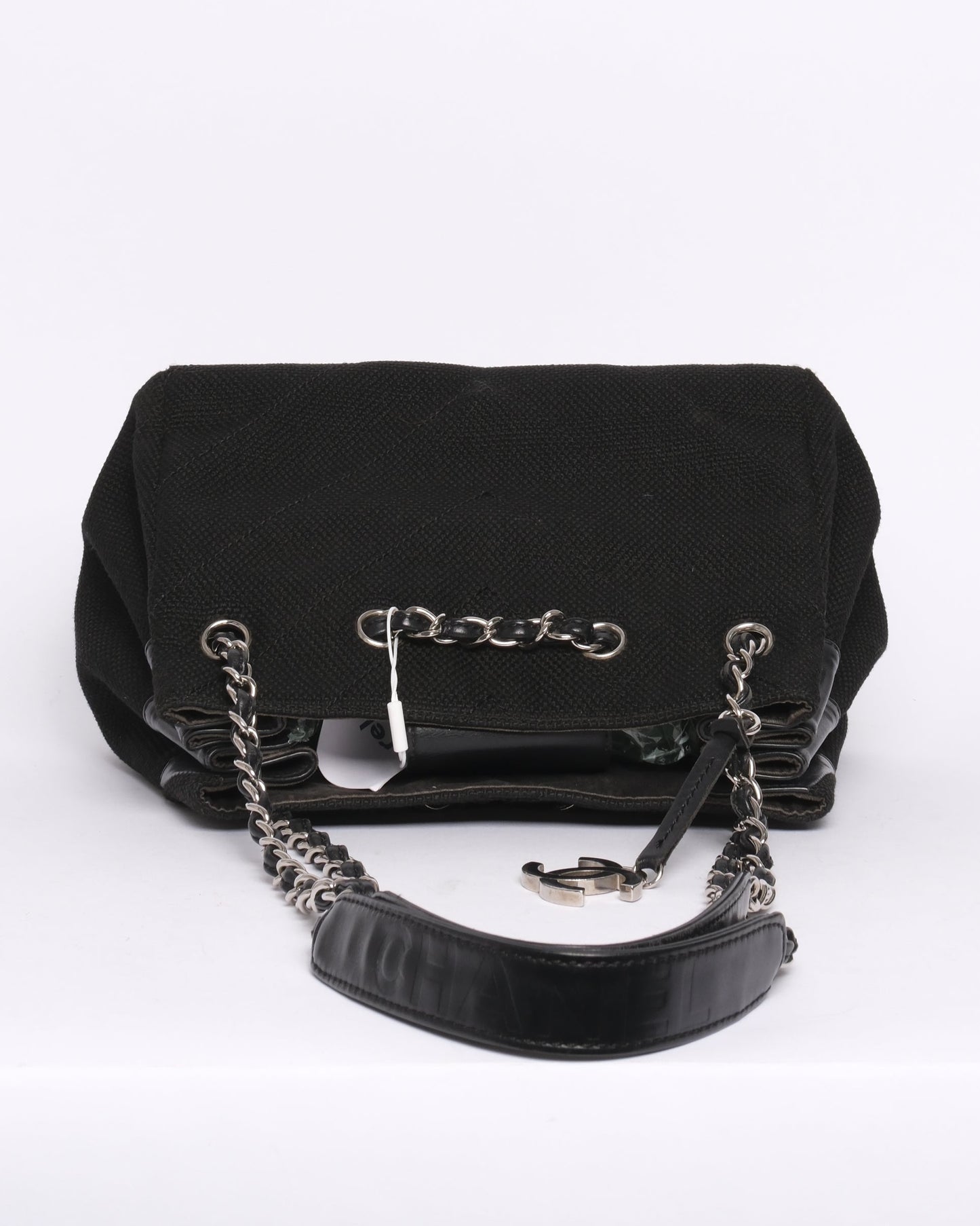 Chanel 2006 Black Knitted Chevron Tote Bag