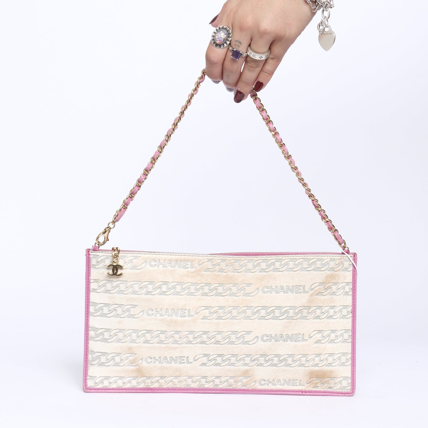 Chanel Ponyhair Chain Printed Pochette Shoulder Bag