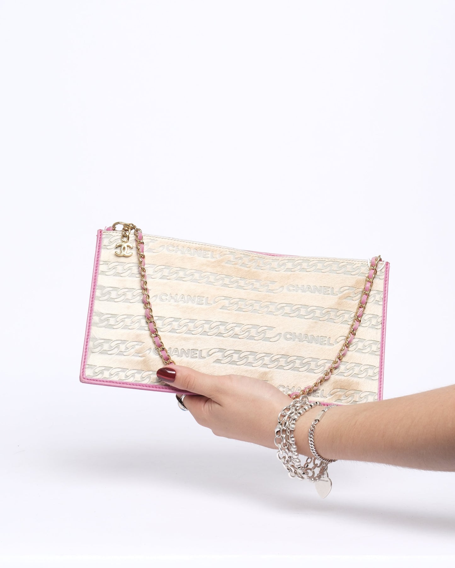 Chanel Ponyhair Chain Printed Pochette Shoulder Bag