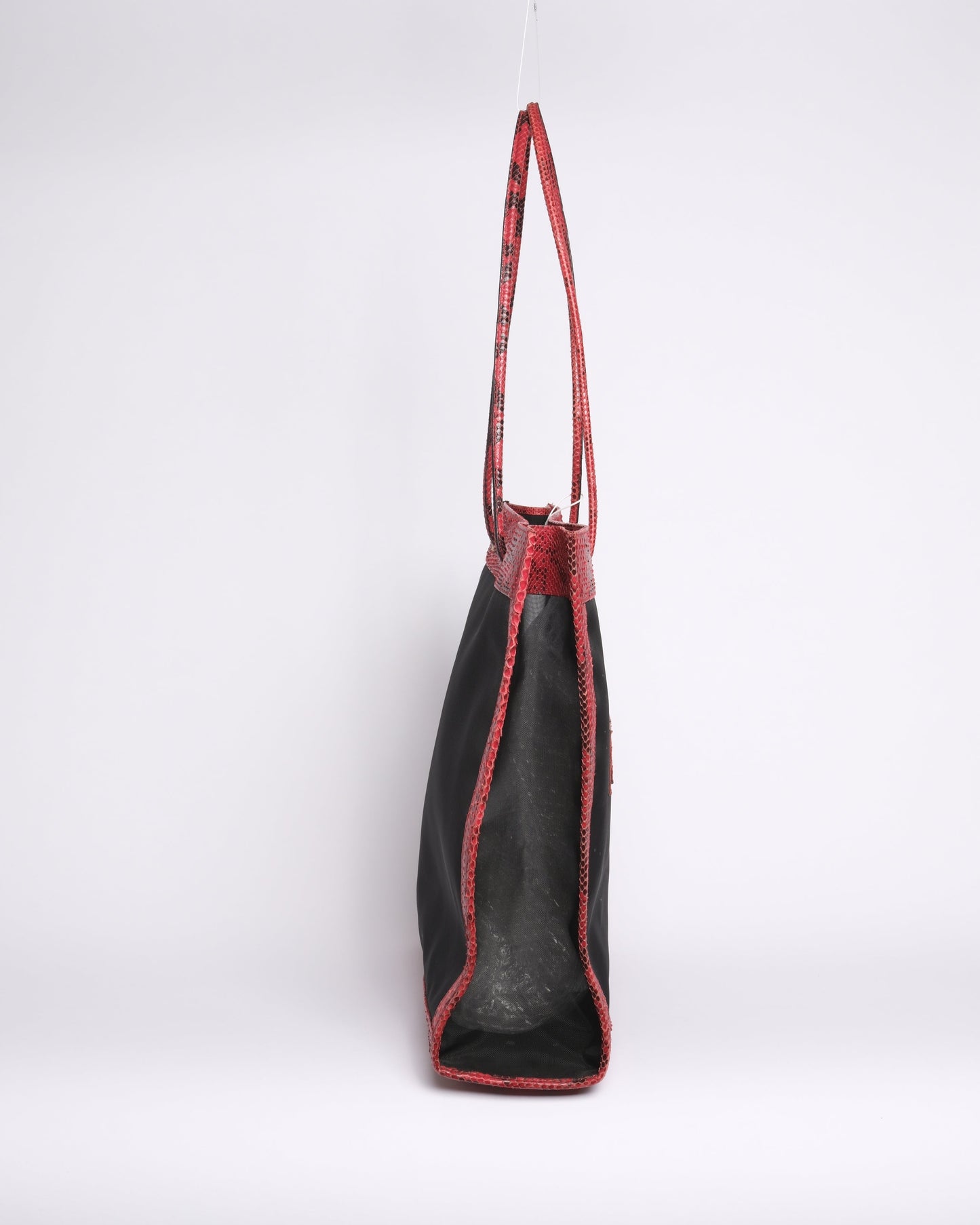 RARE Fendi Red & Black Python Leather Mesh Tote Bag