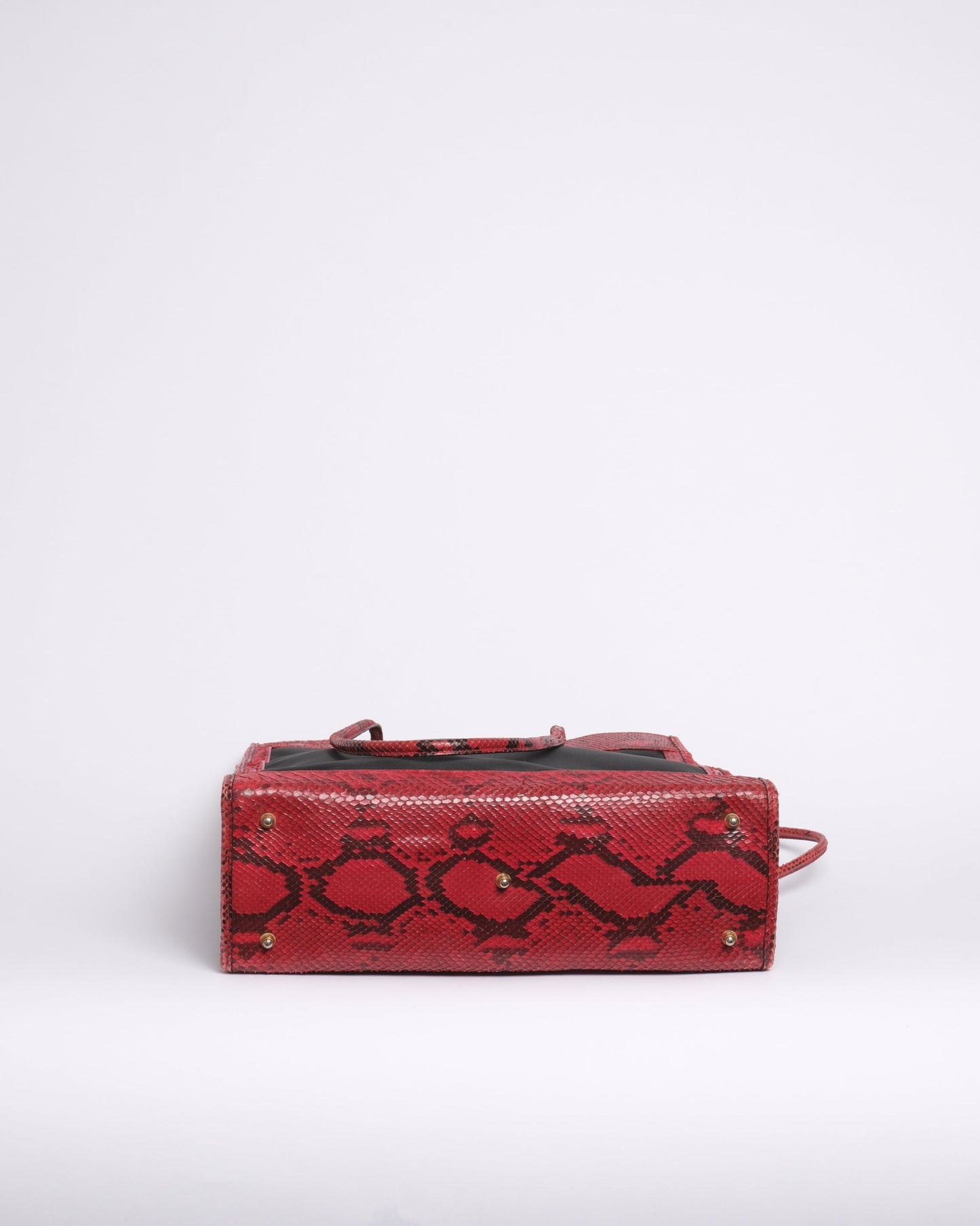 RARE Fendi Red & Black Python Leather Mesh Tote Bag