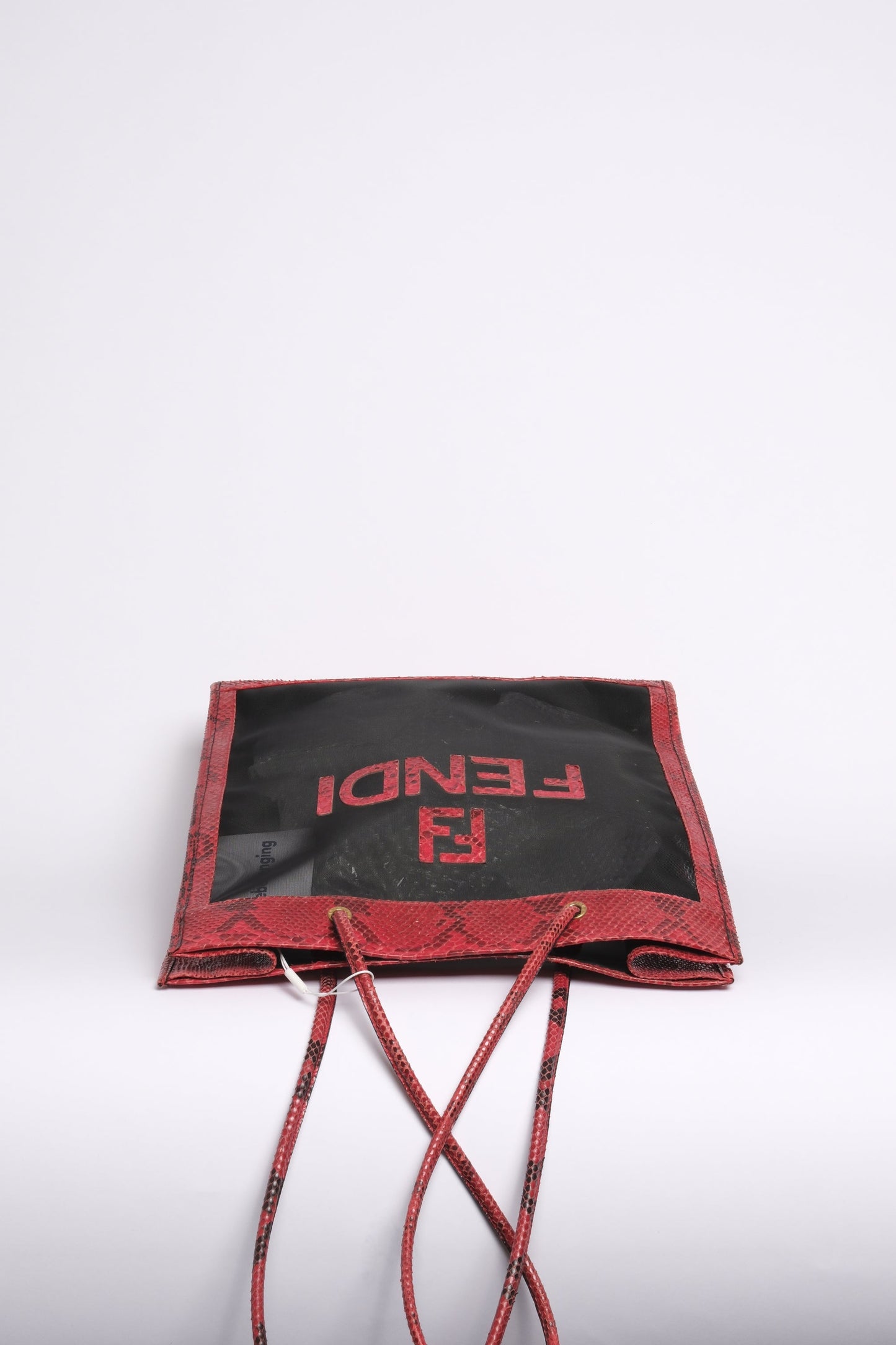 RARE Fendi Red & Black Python Leather Mesh Tote Bag