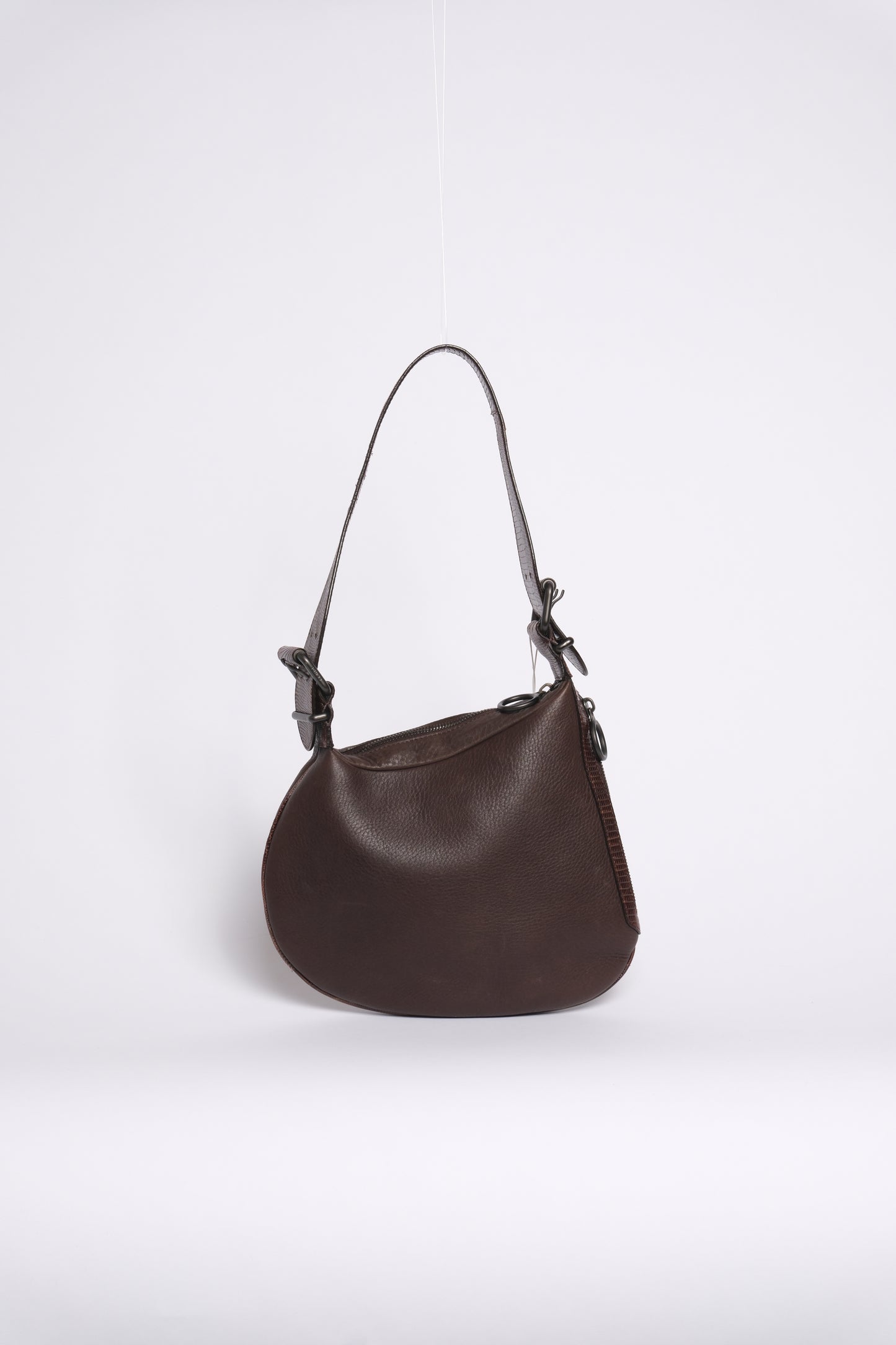 Fendi Brown Leather Embroidered Oyster Shoulder Bag