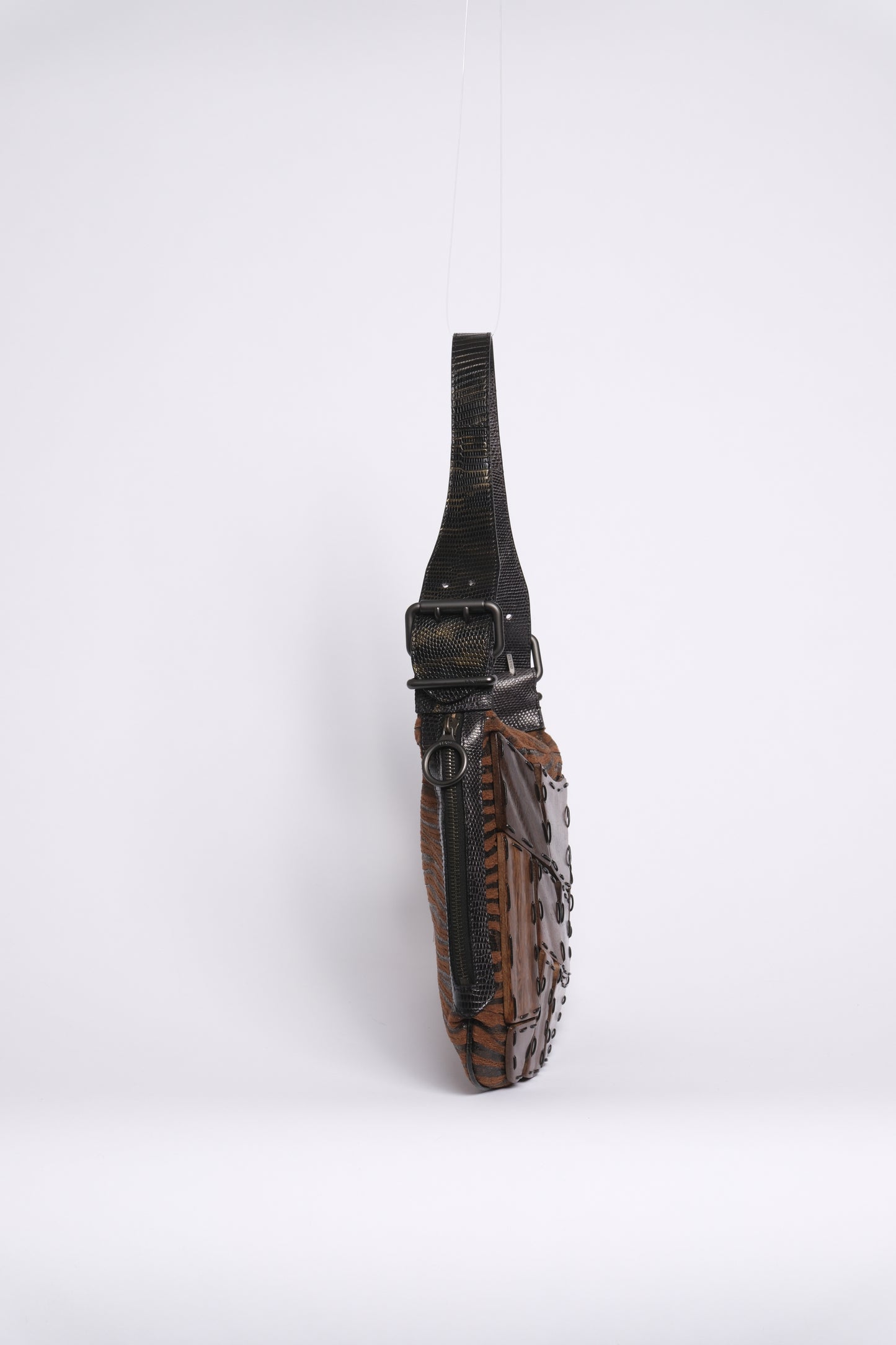 Fendi Brown Multicolored Wood Paneled Oyster Bag (Copy)