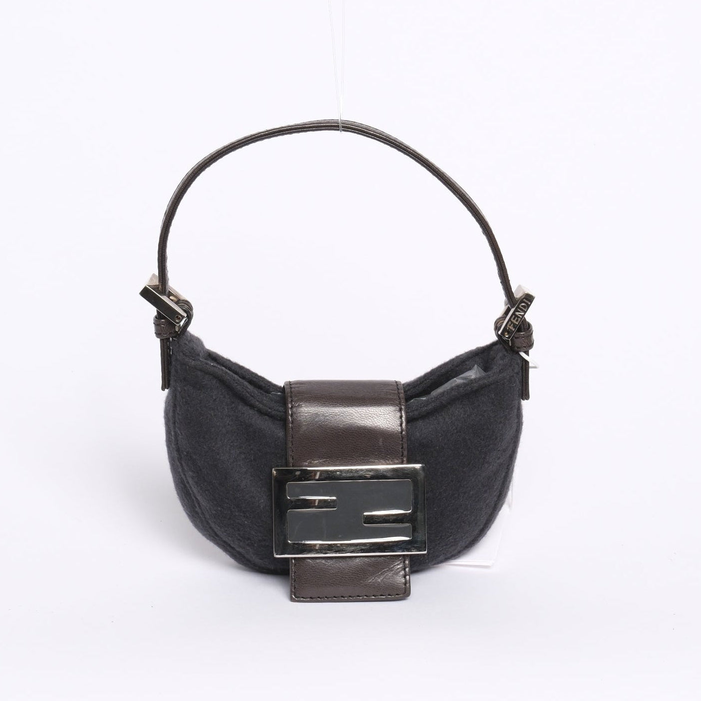 Fendi Grey Wool Mini Croissant