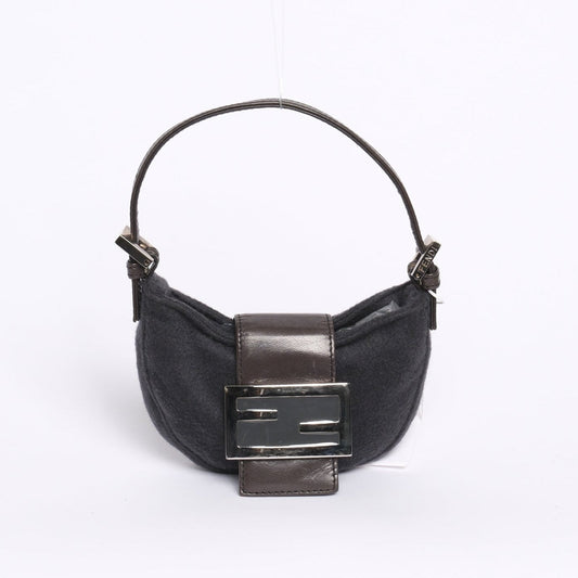 Fendi Grey Wool Mini Croissant