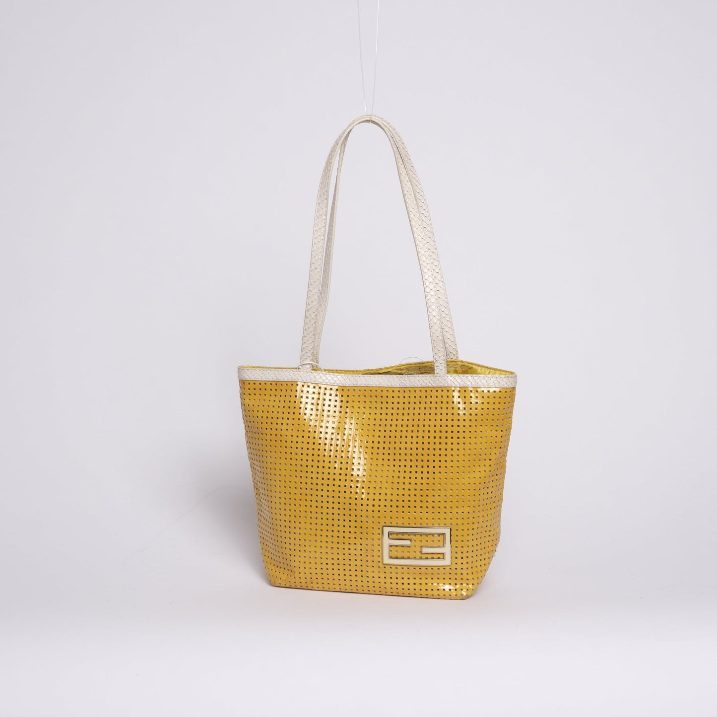 Fendi Yellow Preforated Leather Shoulder Bag