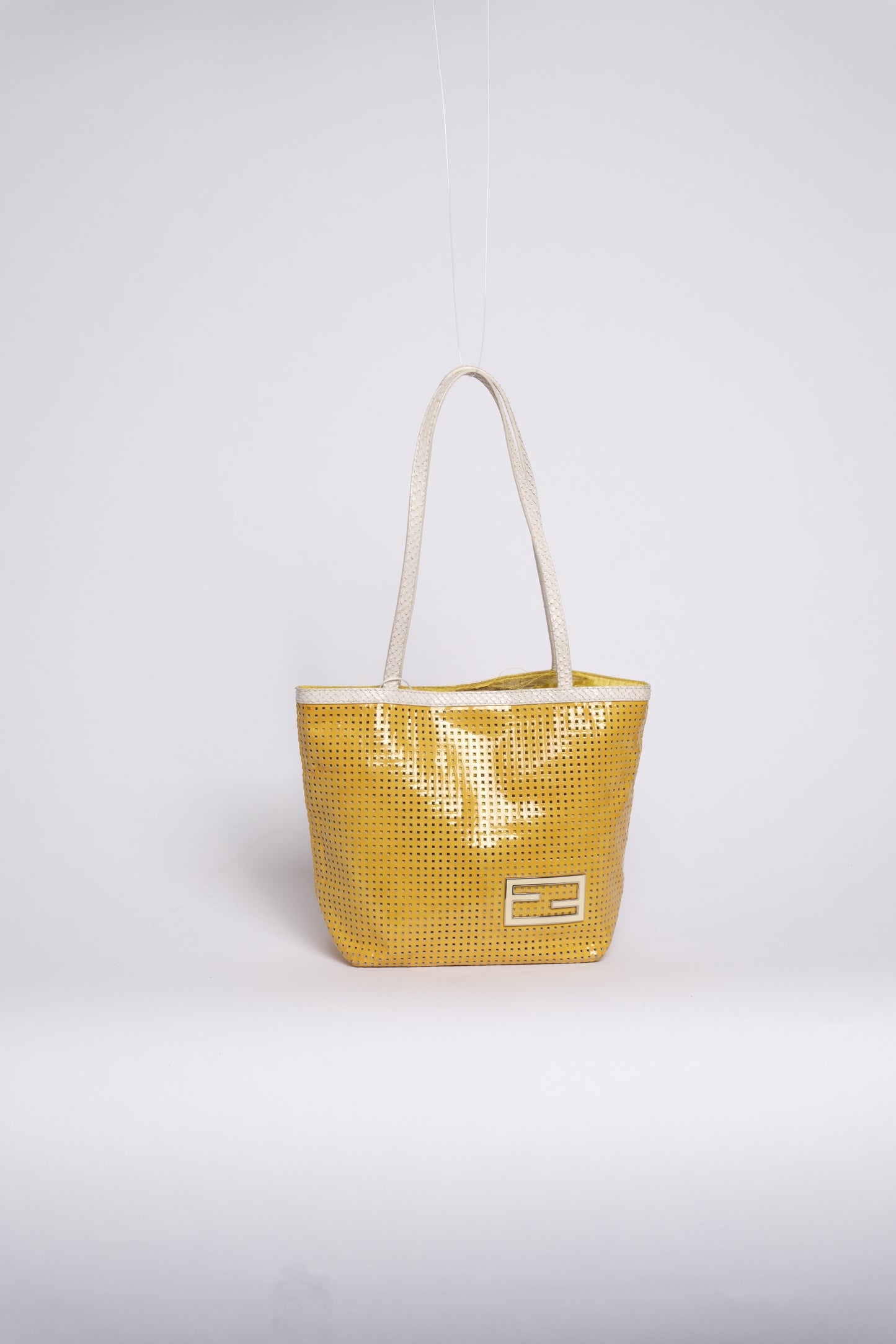 Fendi Yellow Preforated Leather Shoulder Bag