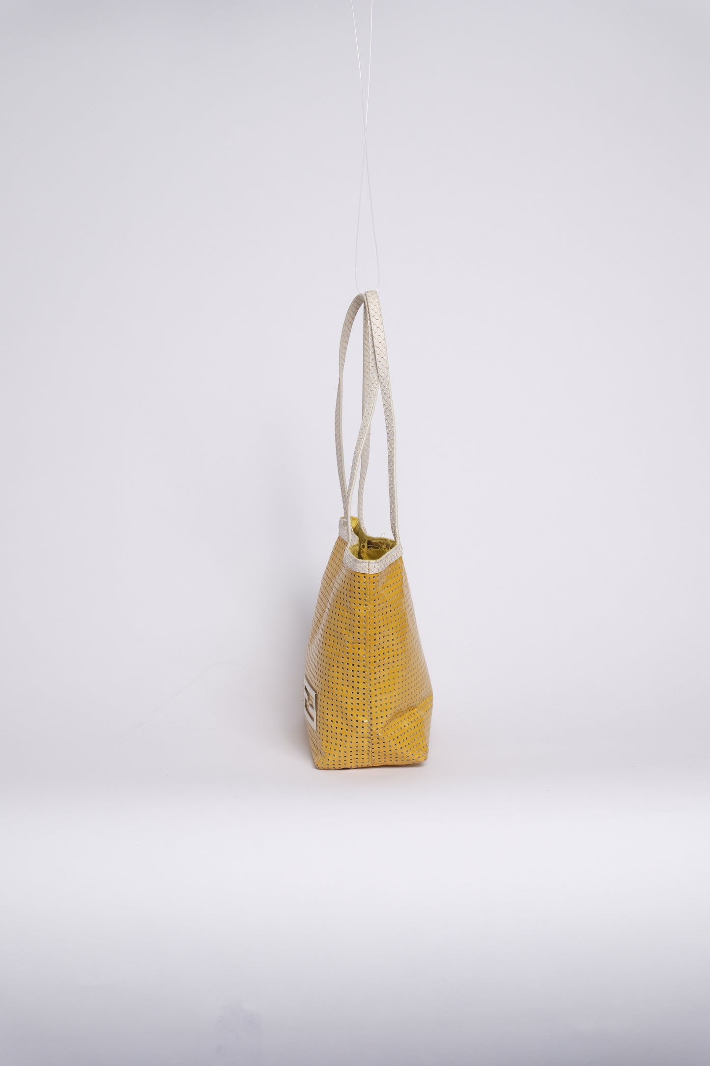 Fendi Yellow Preforated Leather Shoulder Bag