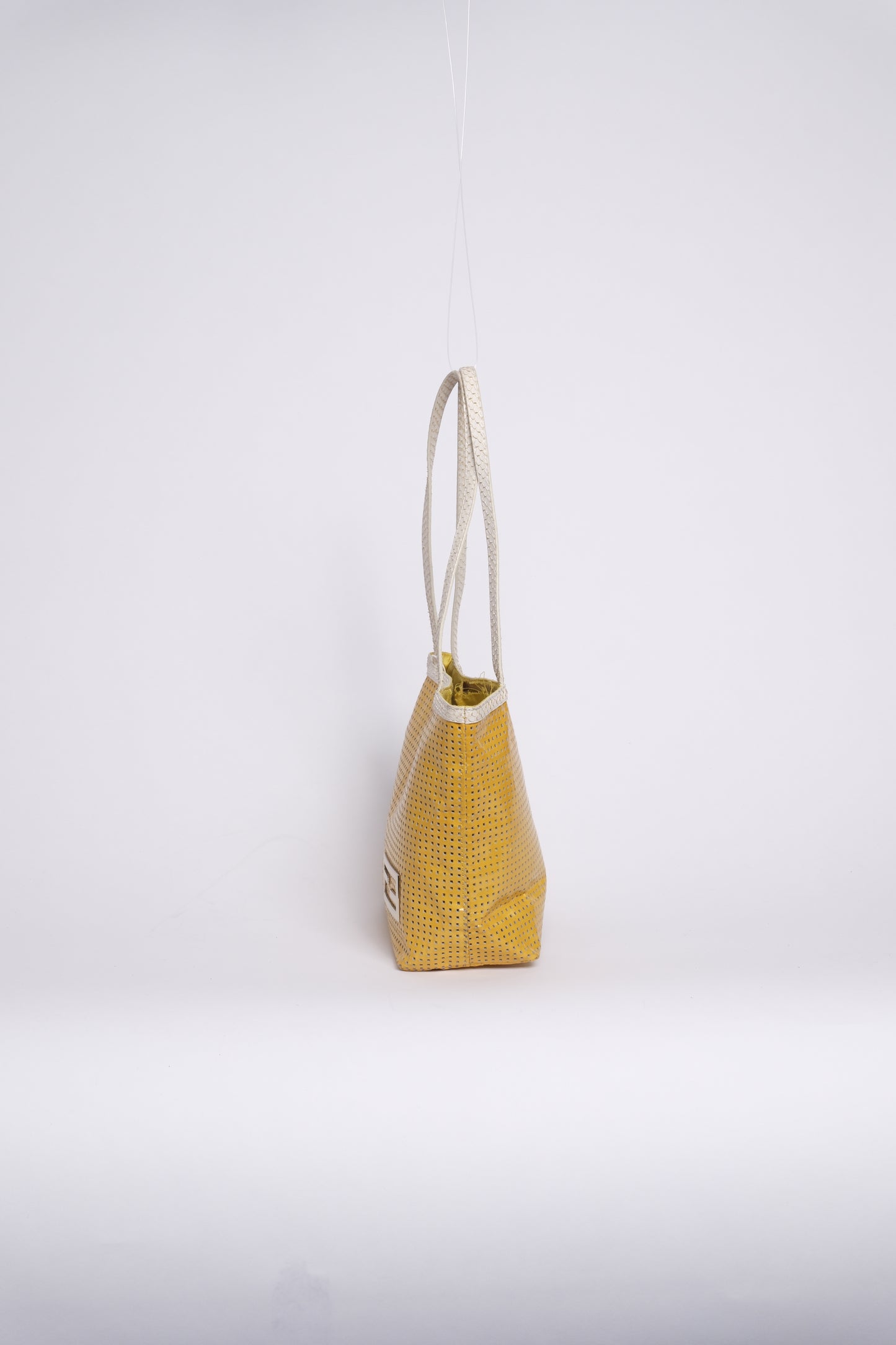 Fendi Yellow Preforated Leather Shoulder Bag