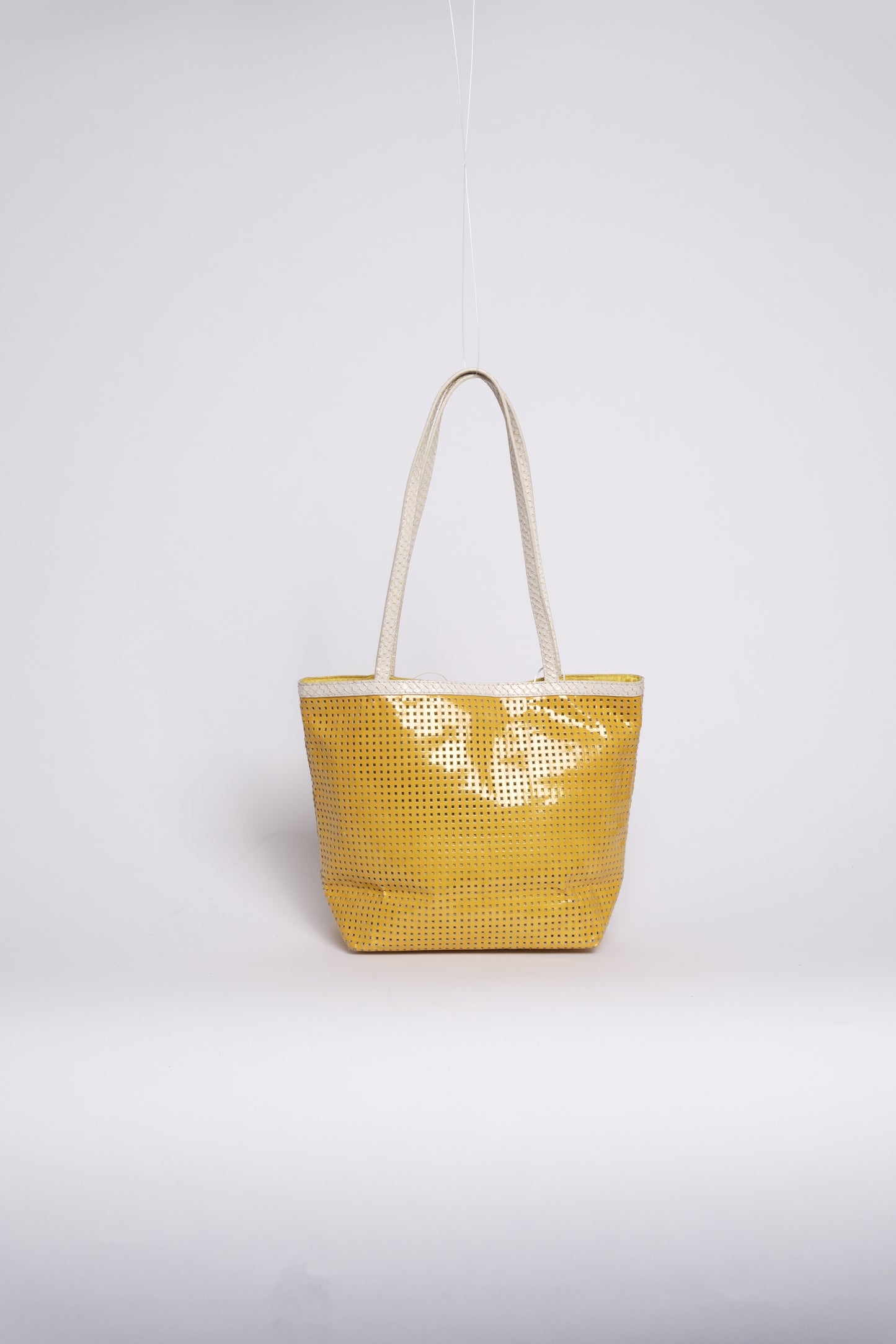 Fendi Yellow Preforated Leather Shoulder Bag