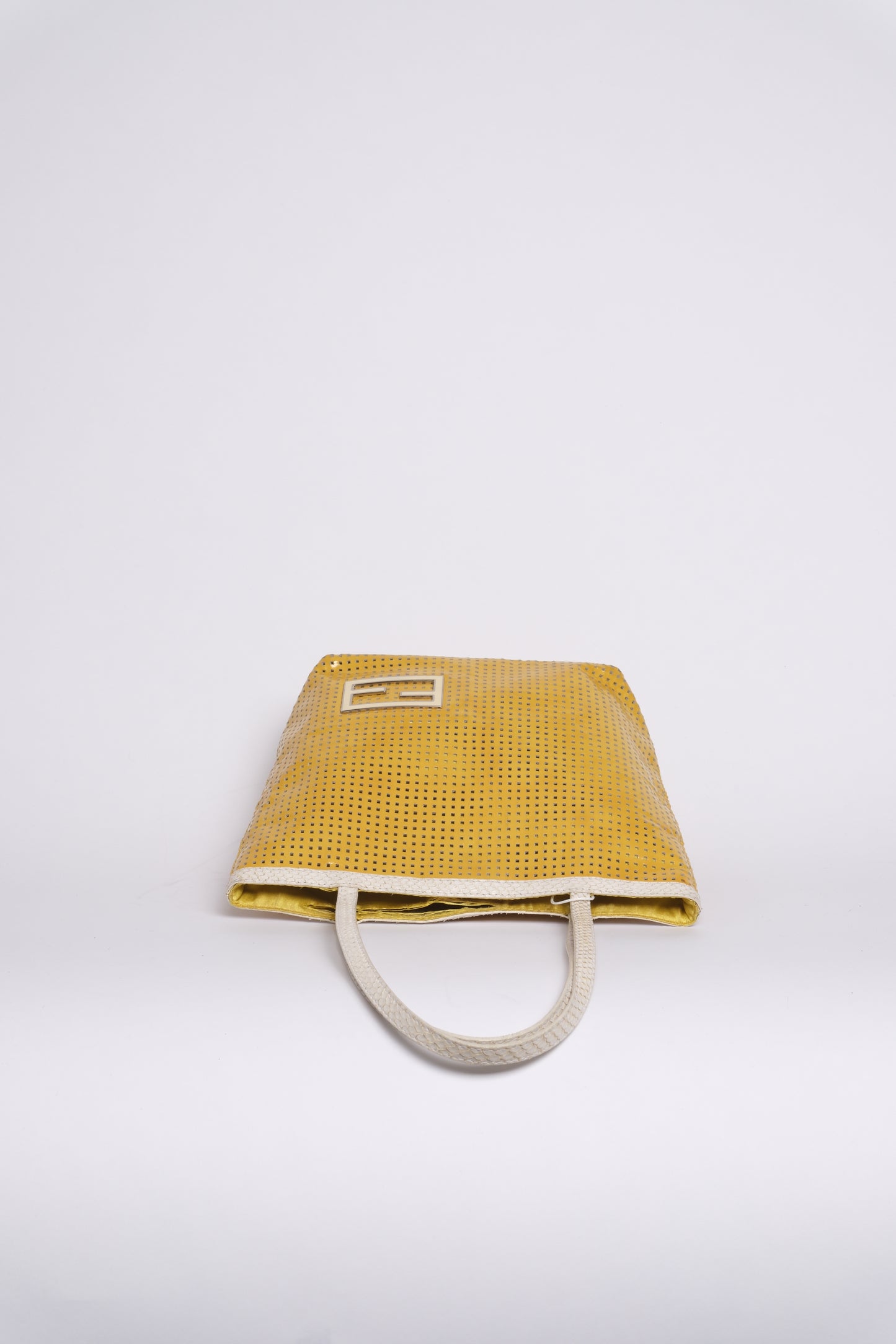 Fendi Yellow Preforated Leather Shoulder Bag