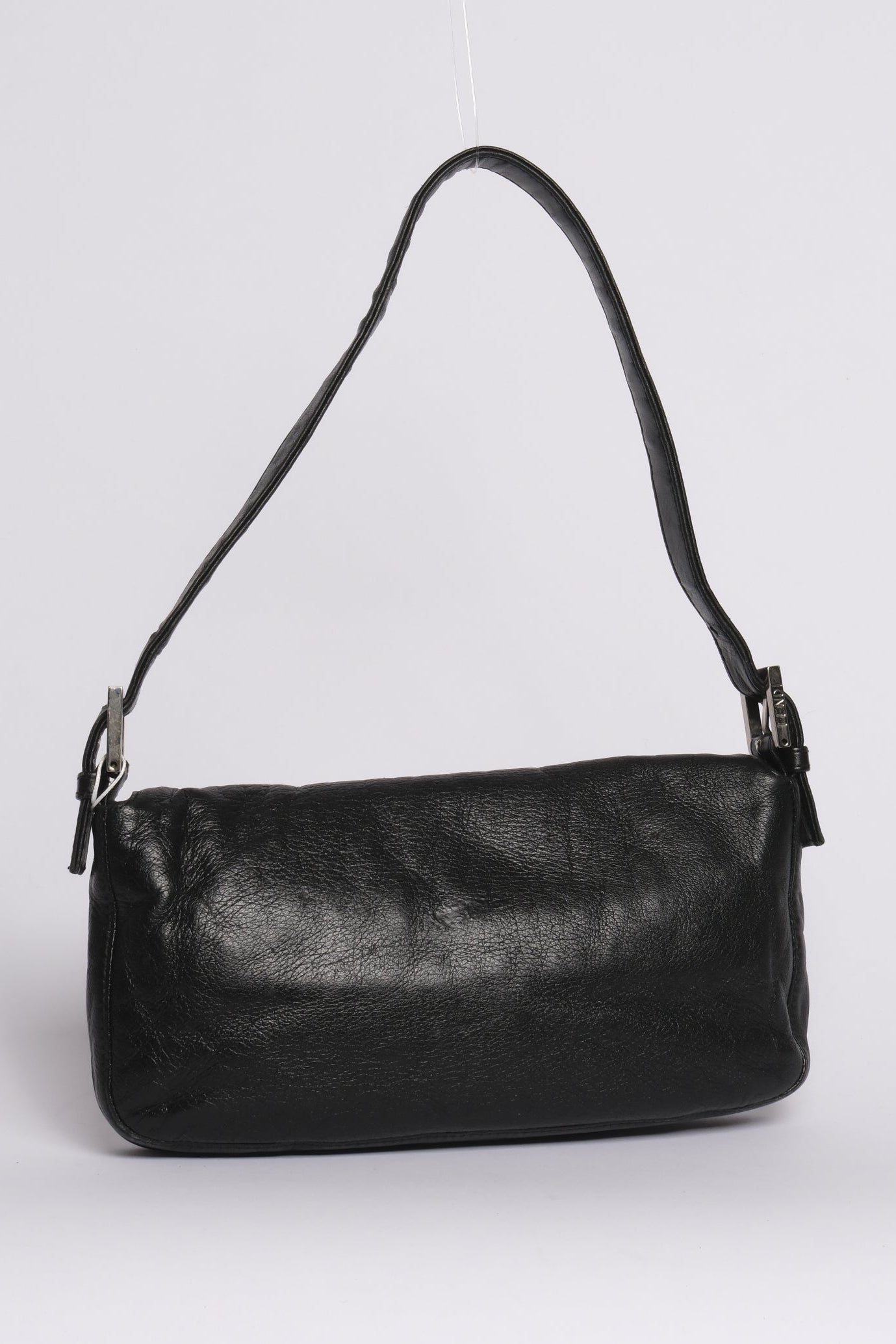 Fendi Black & Green Leather Baguette Shoulder Bag SHW
