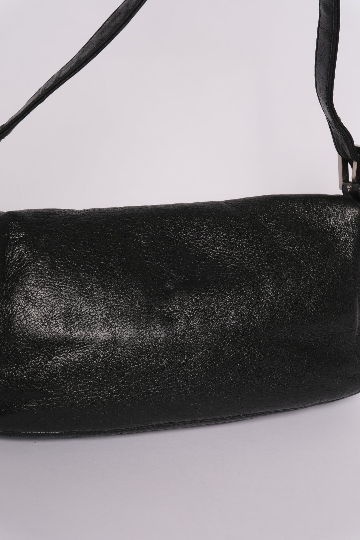 Fendi Black & Green Leather Baguette Shoulder Bag SHW
