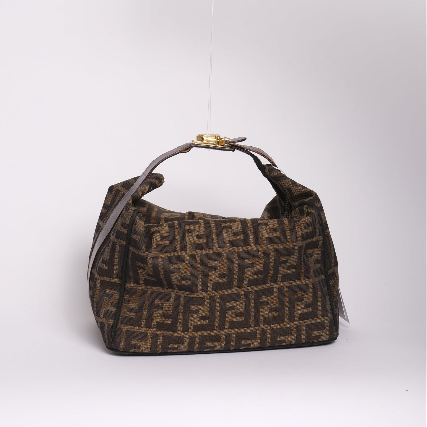 Fendi Brown Zucca Canvas Clip Top Vanity Bag