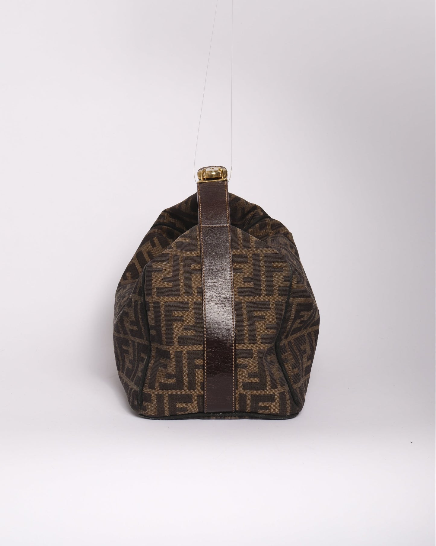 Fendi Brown Zucca Canvas Clip Top Vanity Bag