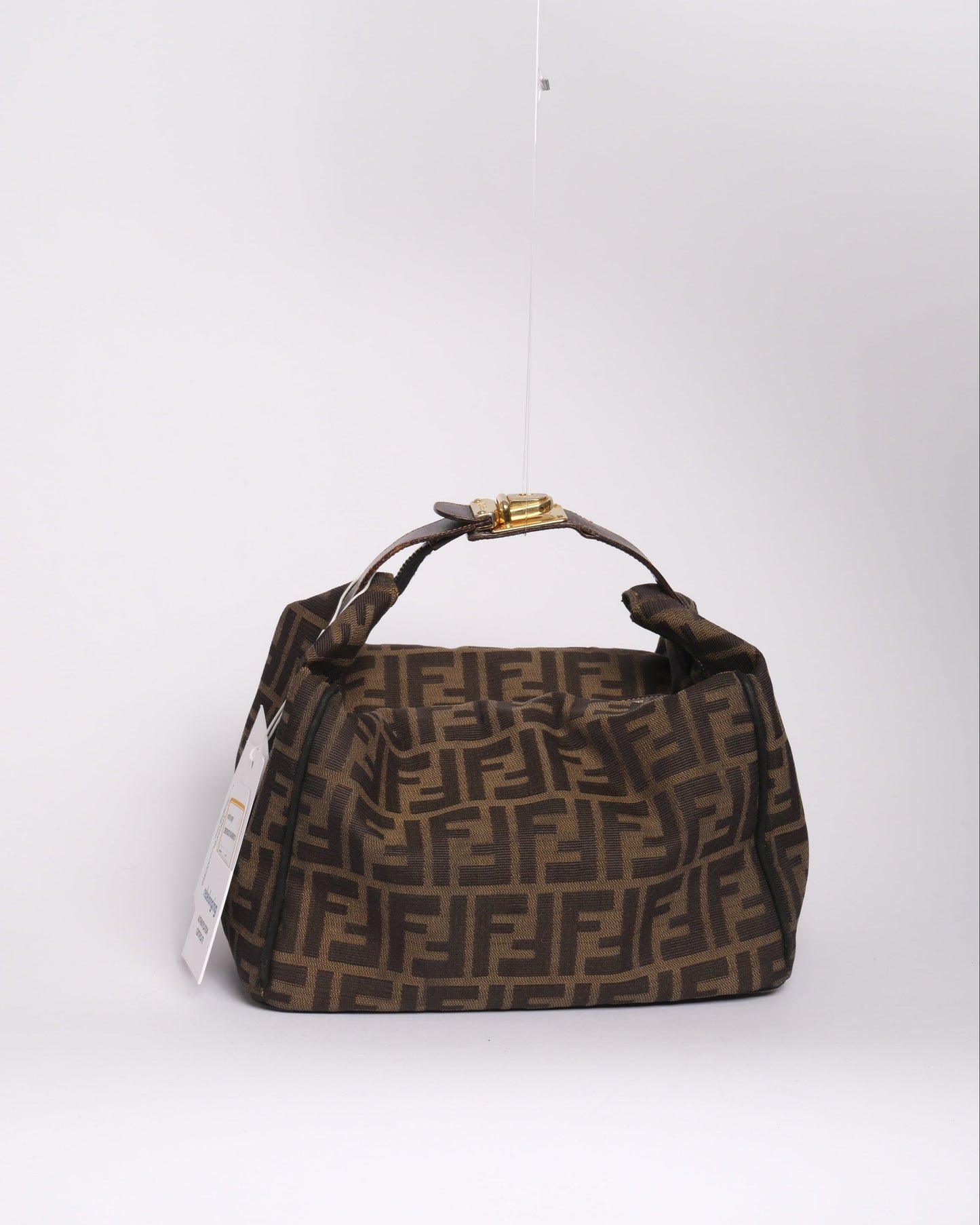 Fendi Brown Zucca Canvas Clip Top Vanity Bag