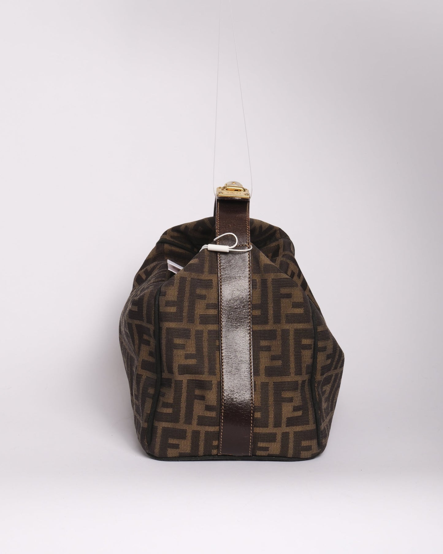 Fendi Brown Zucca Canvas Clip Top Vanity Bag