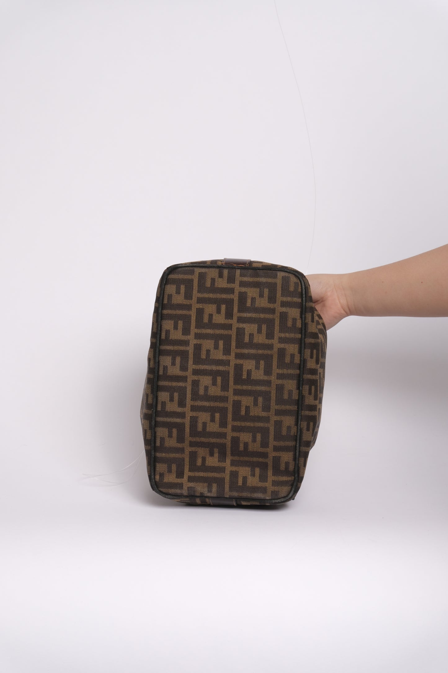 Fendi Brown Zucca Canvas Clip Top Vanity Bag