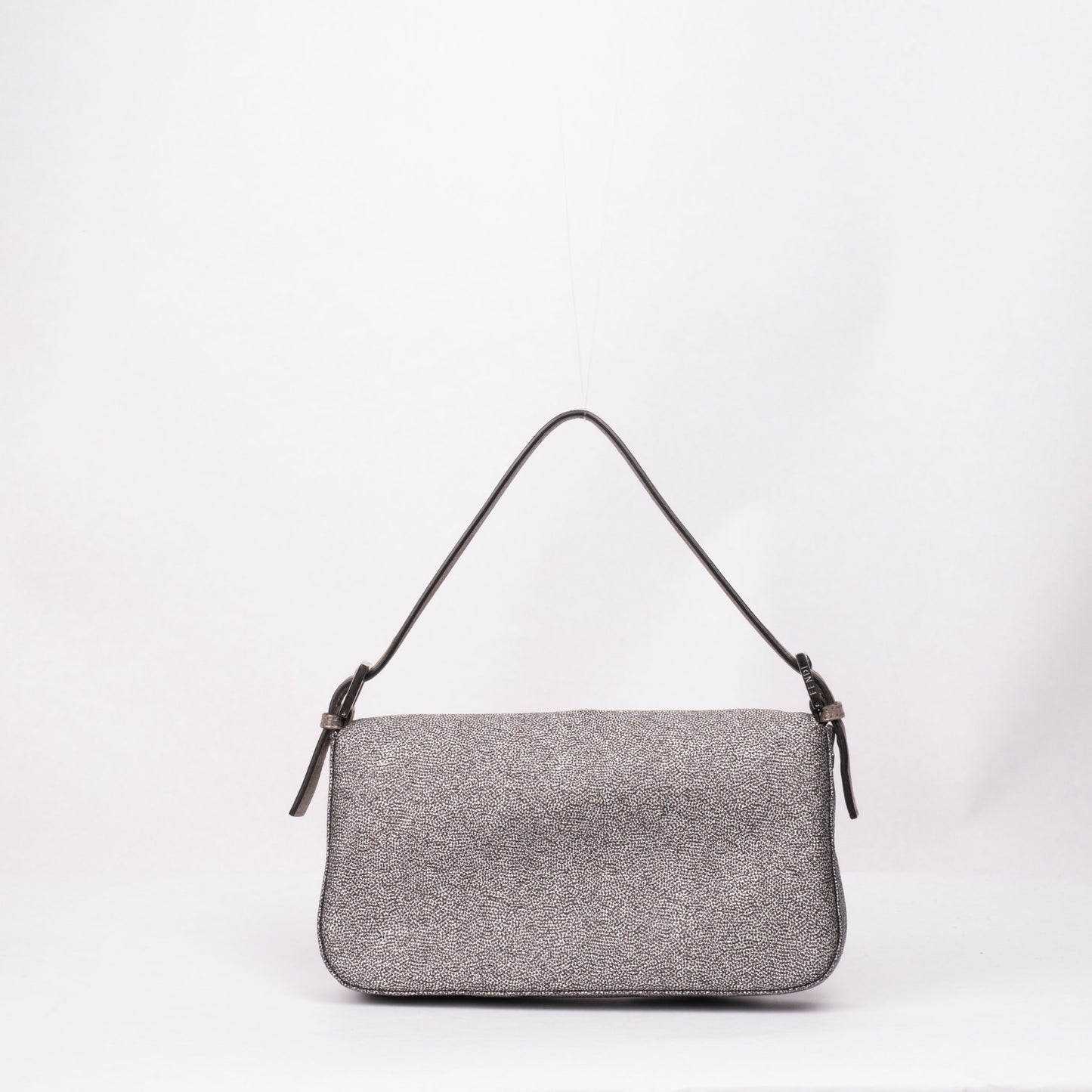 Fendi Metallic Textured Baguette w/ Rhinestone Hardware