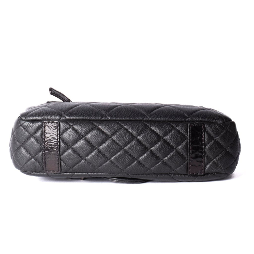 Chanel Black Caviar Leather Quilted Casual Flap Shoulder Bag