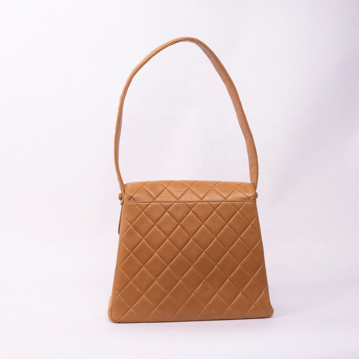 Chanel 1992 Brown Lambskin Quilted Kelly Shoulder Bag