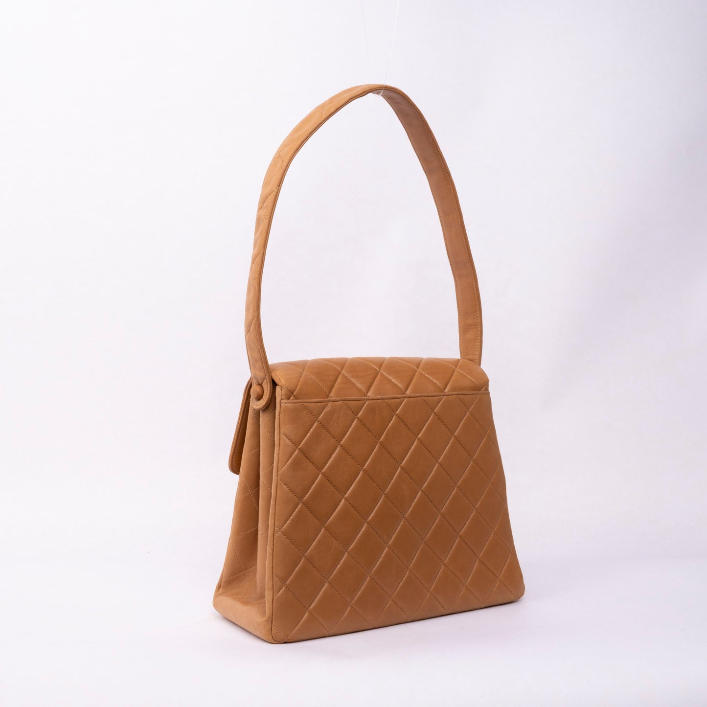 Chanel 1992 Brown Lambskin Quilted Kelly Shoulder Bag